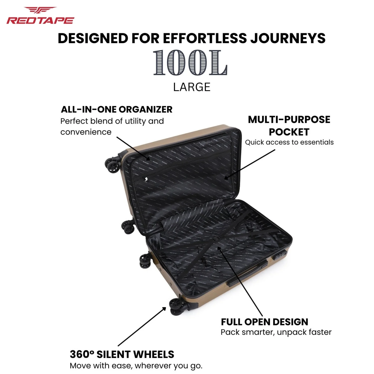 100L Hard Luggage Trolley Bag for Travel - Image 4