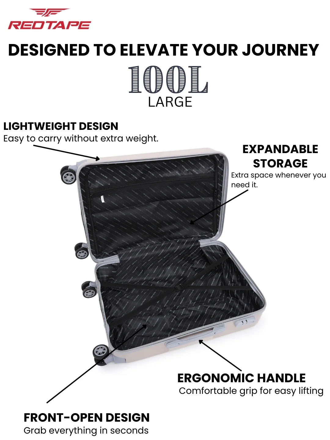 100L Hard Luggage Trolley Bag for Travel - Image 4