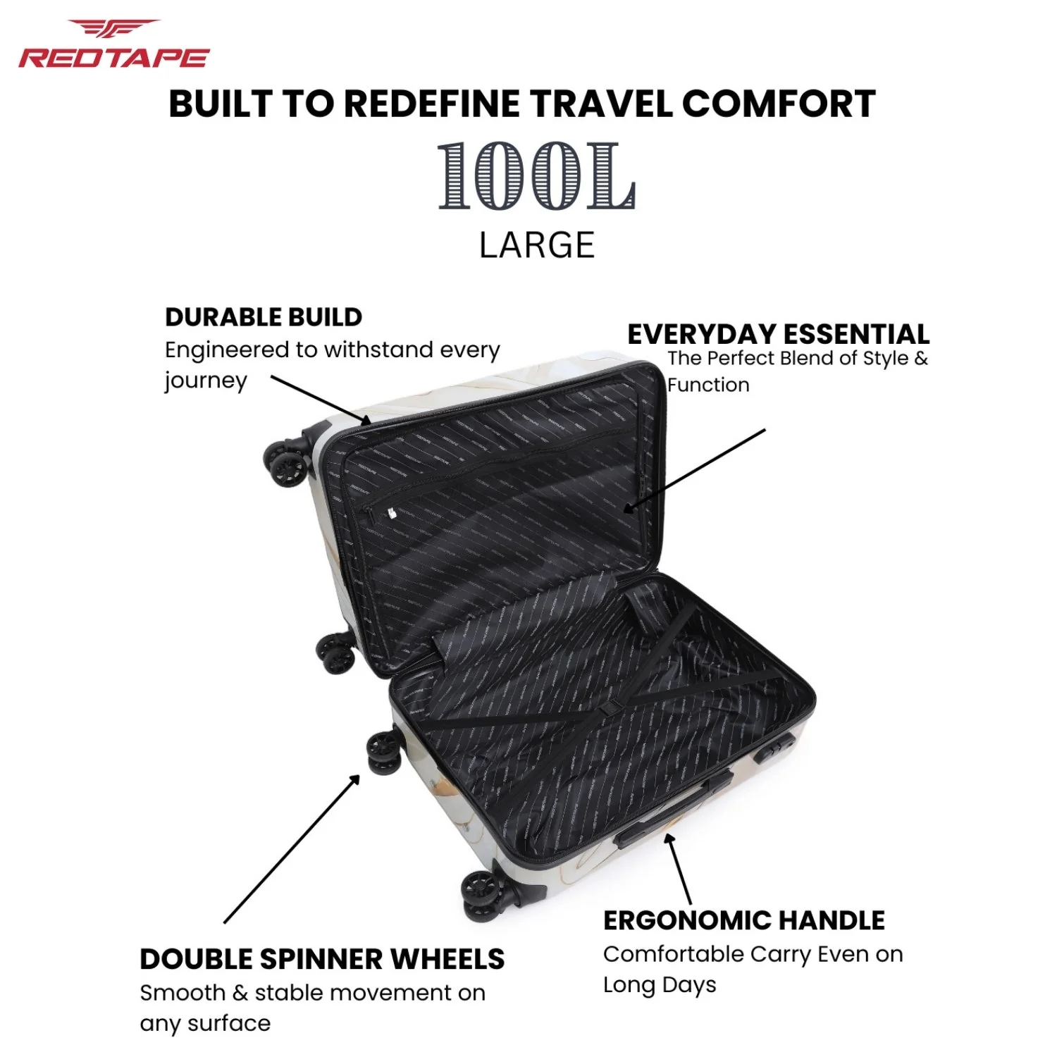 100L Hard Luggage Trolley Bag for Travel - Image 4