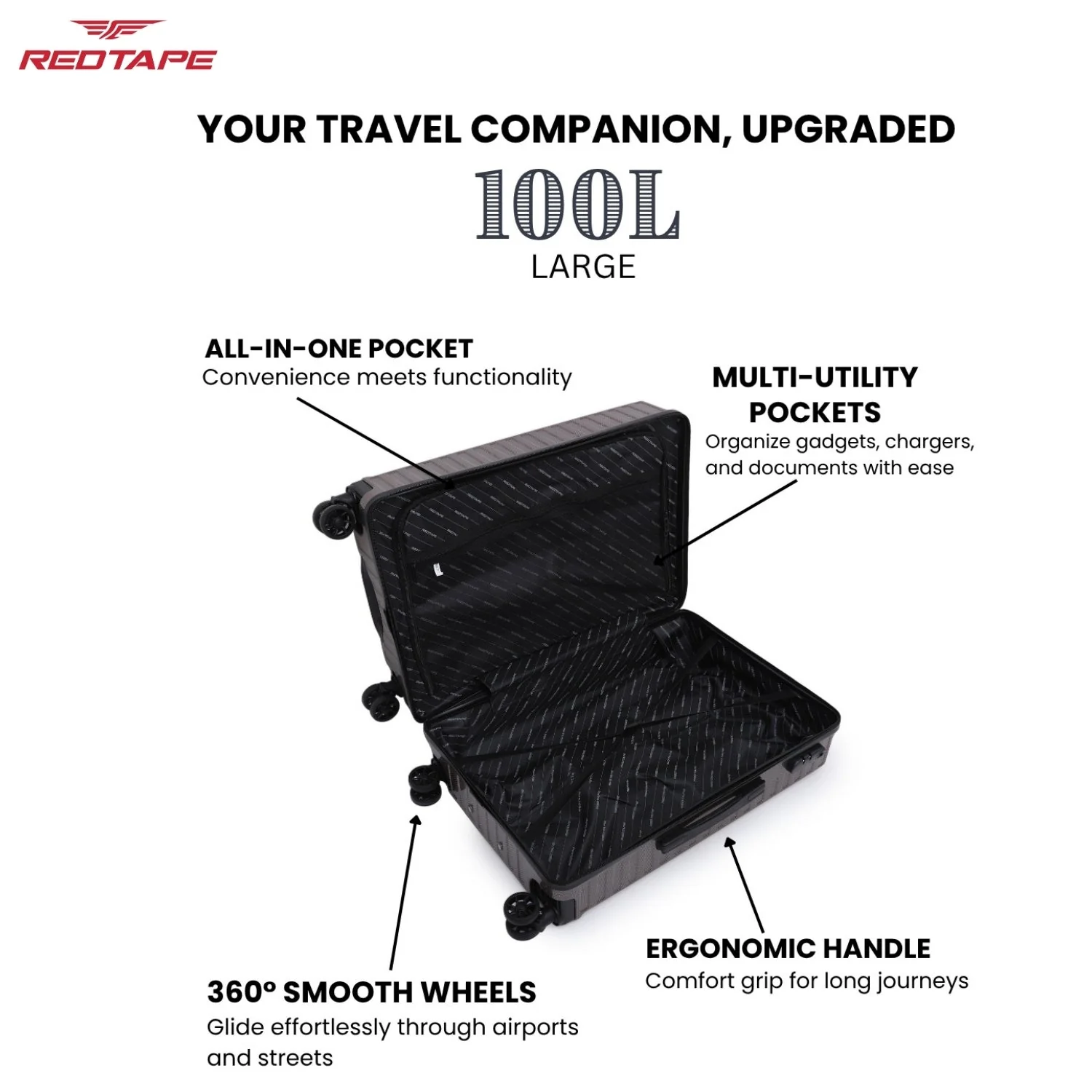 100L Hard Luggage Trolley Bag for Travel - Image 4