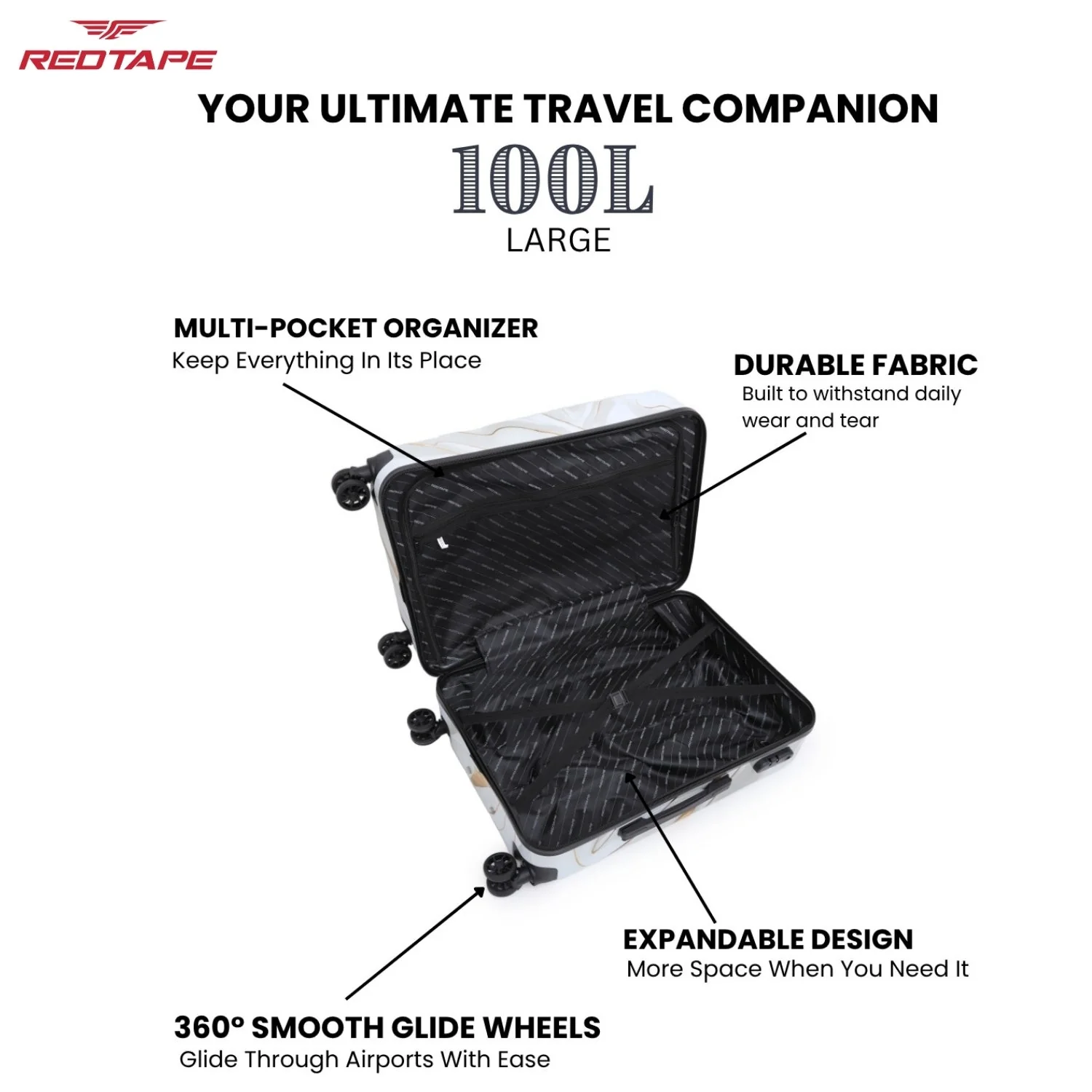 100L Hard Luggage Trolley Bag for Travel - Image 3