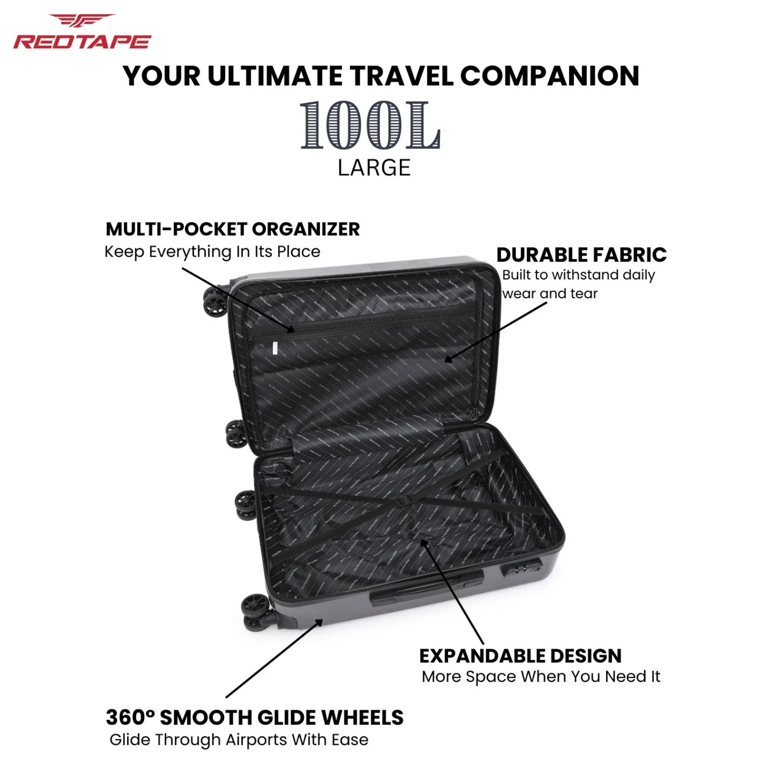 100L Hard Luggage Trolley Bag for Travel - Image 4