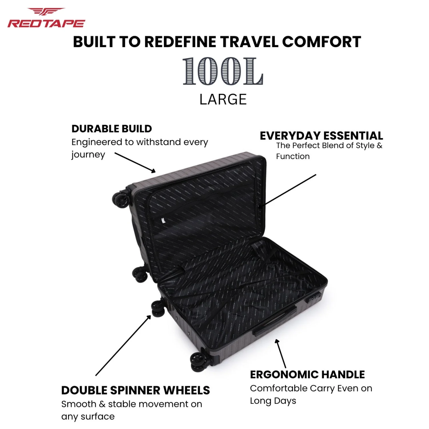 100L Hard Luggage Trolley Bag for Travel - Image 4