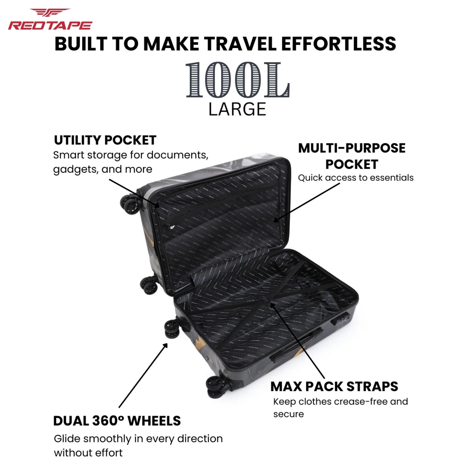 100L Hard Luggage Trolley Bag for Travel - Image 4
