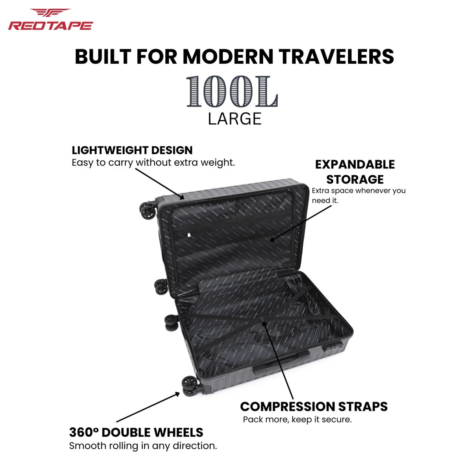 100L Hard Luggage Trolley Bag for Travel - Image 4