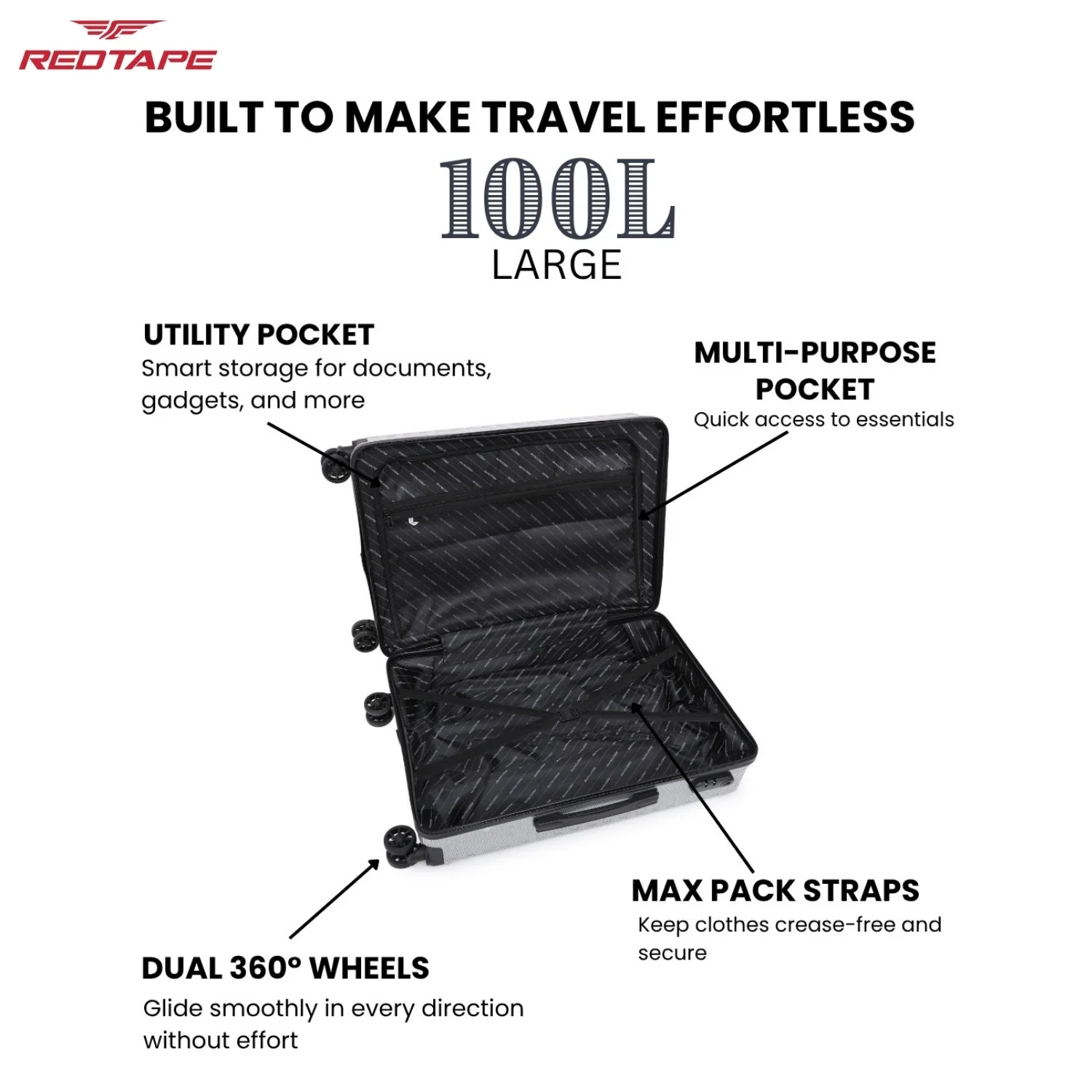 100L Hard Luggage Trolley Bag for Travel - Image 3