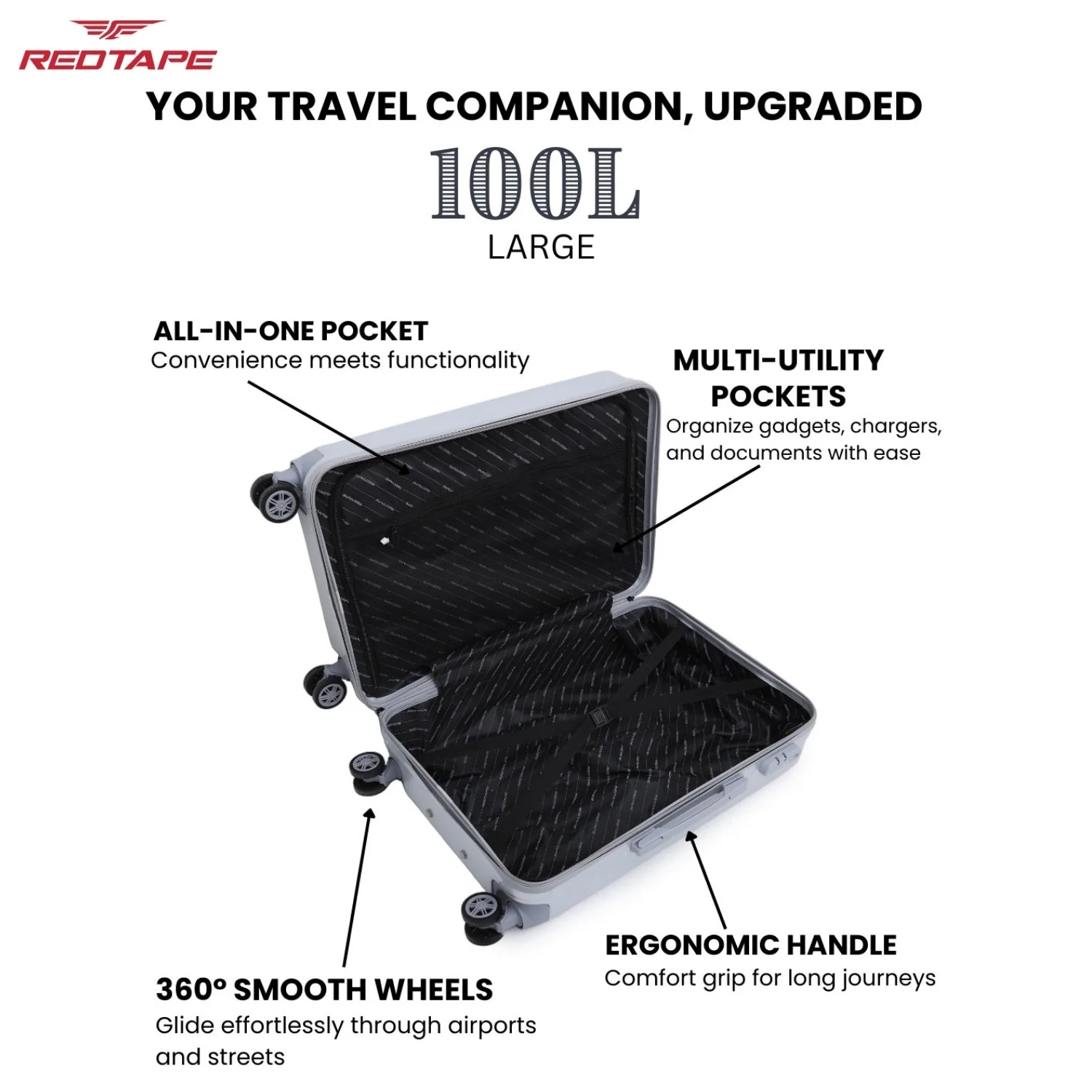 100L Hard Luggage Trolley Bag for Travel - Image 4