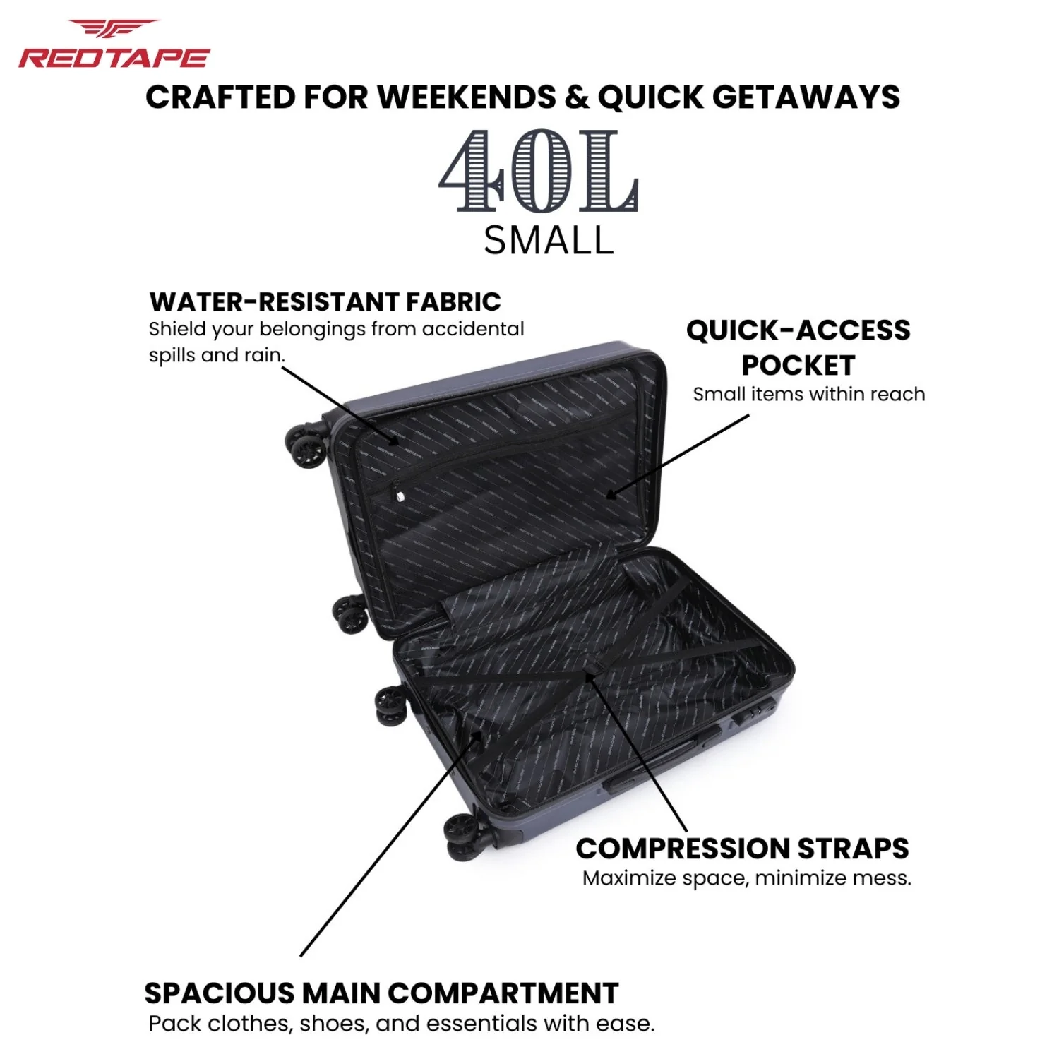 40L Hard Luggage Trolley Bag for Travel - Image 4