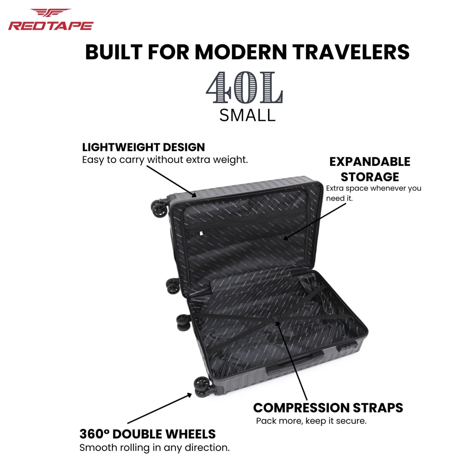 40L Hard Luggage Trolley Bag for Travel - Image 4