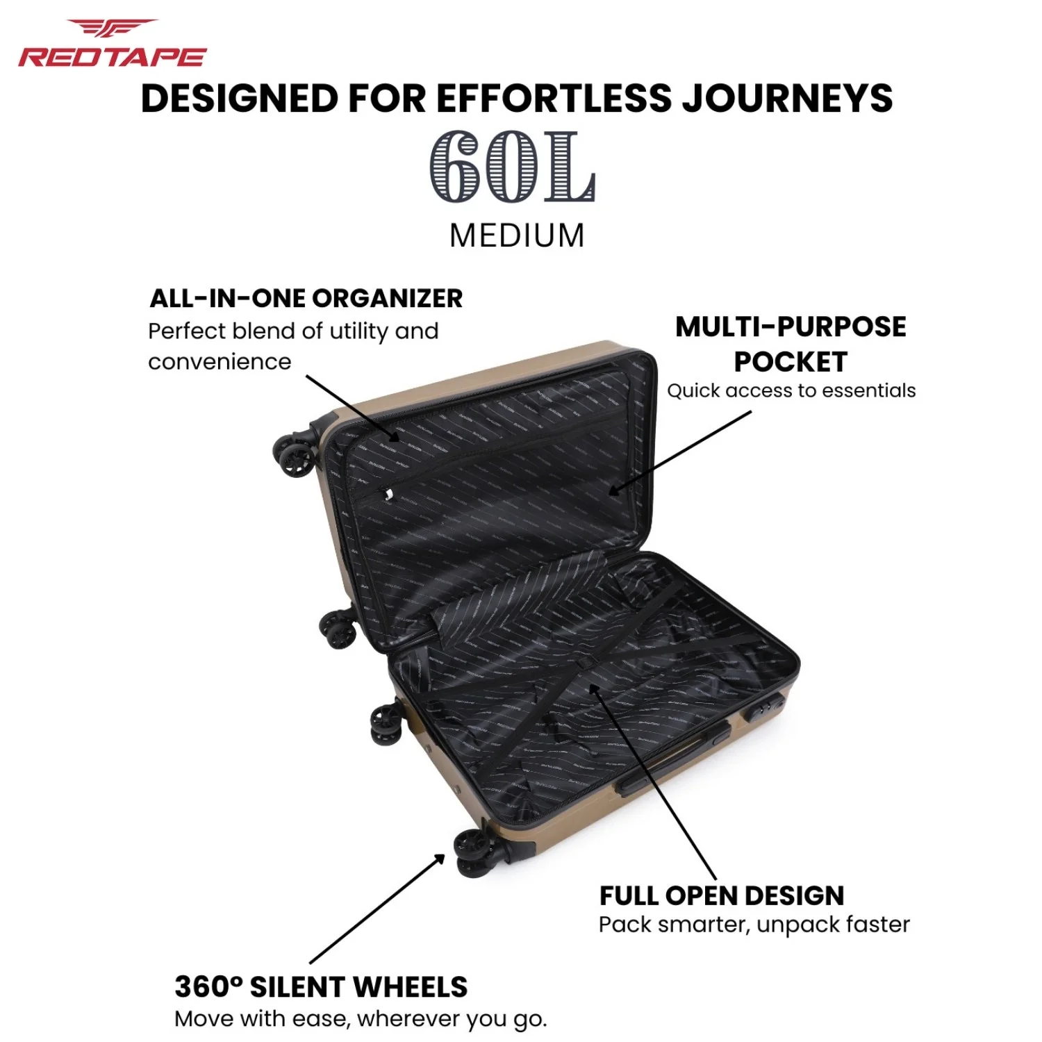 60L Hard Luggage Trolley Bag for Travel - Image 4