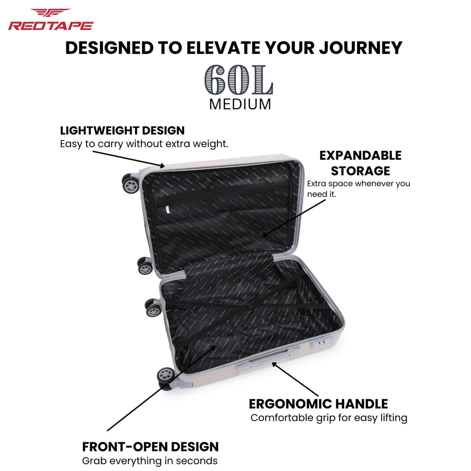 60L Hard Luggage Trolley Bag for Travel - Image 4