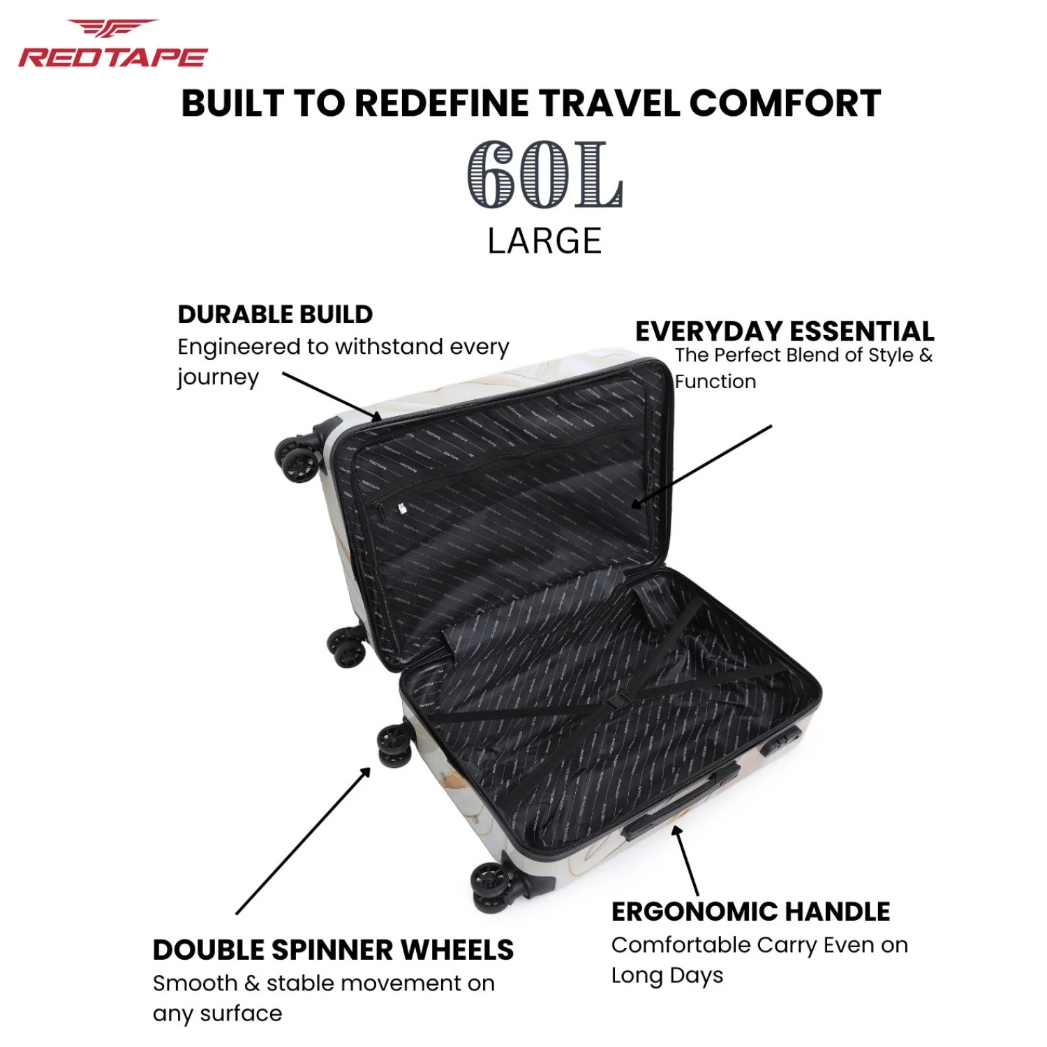 60L Hard Luggage Trolley Bag for Travel - Image 4