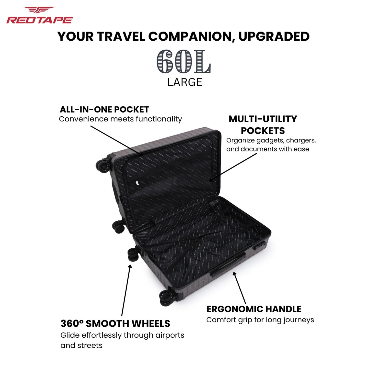 60L Hard Luggage Trolley Bag for Travel - Image 4