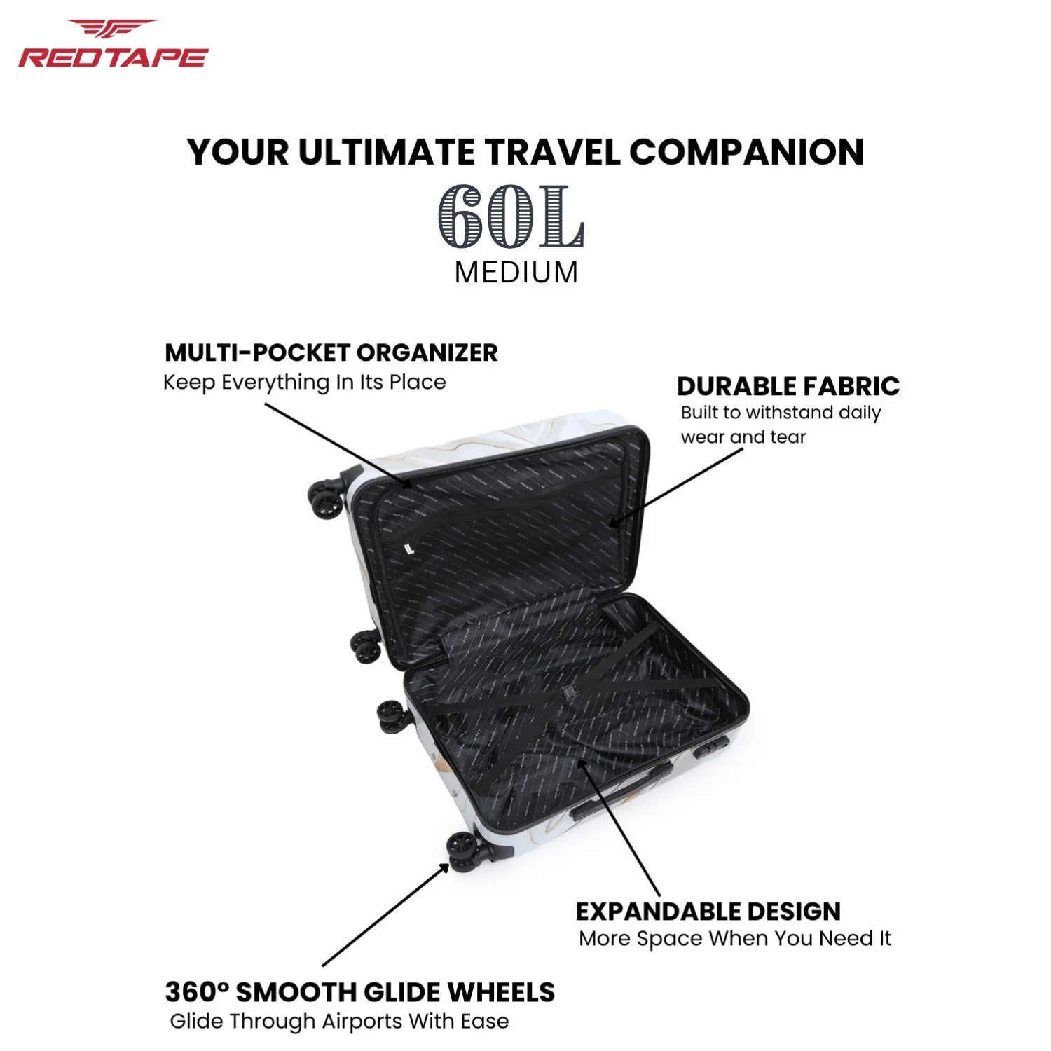 60L Hard Luggage Trolley Bag for Travel - Image 3