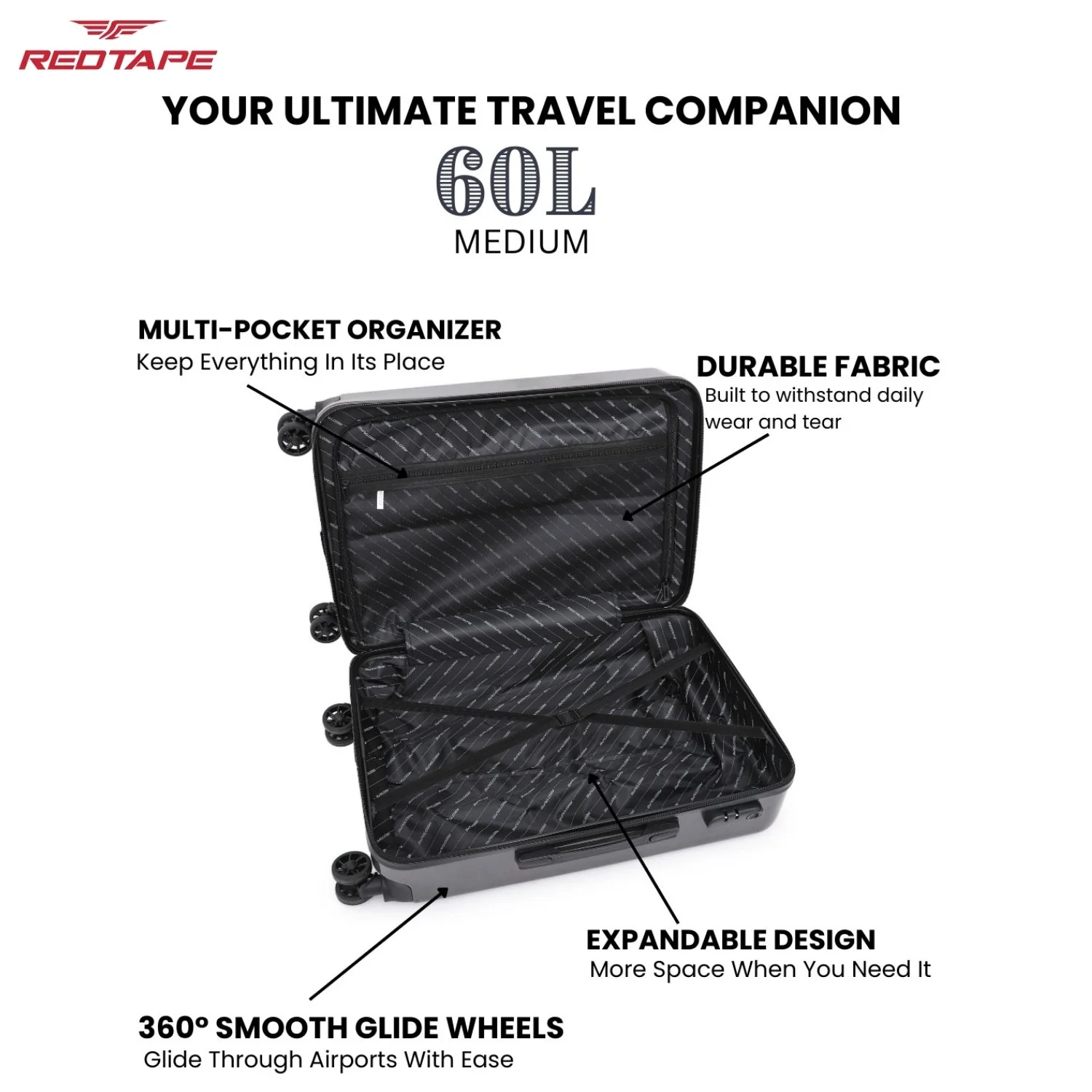 60L Hard Luggage Trolley Bag for Travel - Image 4