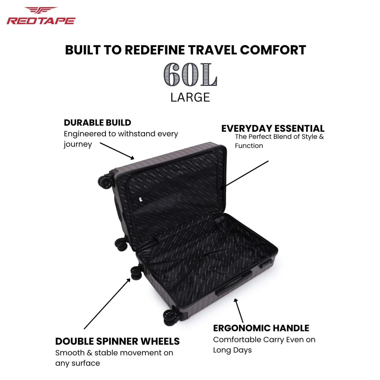 60L Hard Luggage Trolley Bag for Travel - Image 4