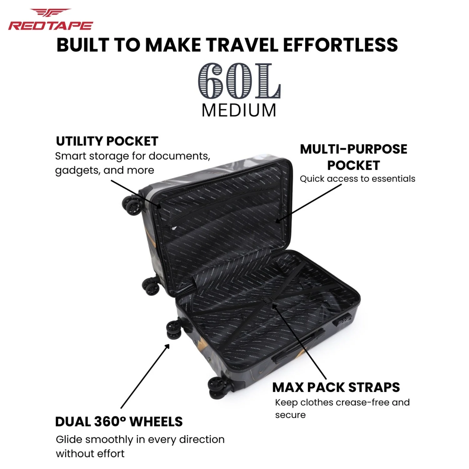 60L Hard Luggage Trolley Bag for Travel - Image 4