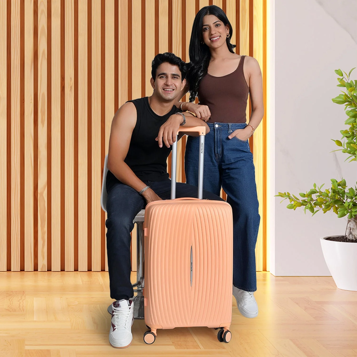 60L Polypropylene Hard Luggage Trolley Bag - Image 8