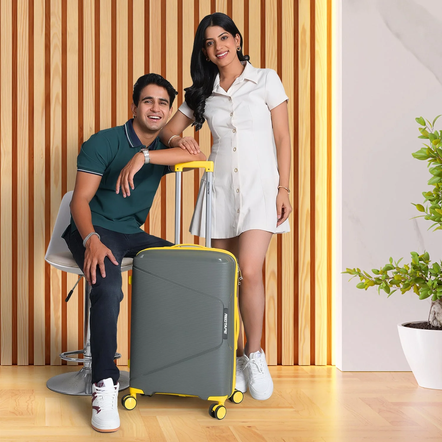60L Polypropylene Hard Luggage Trolley Bag - Image 8