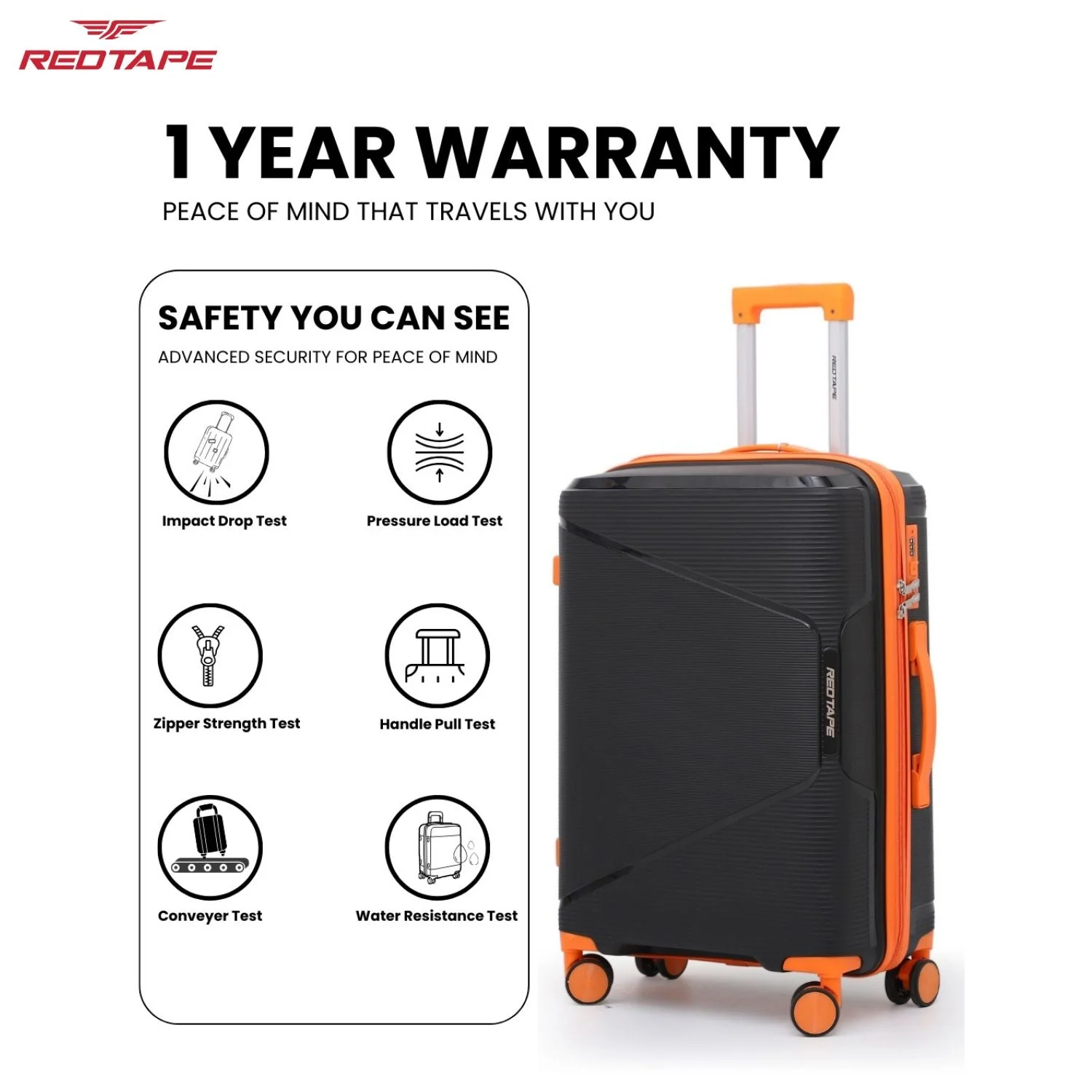 60L Polypropylene Hard Luggage Trolley Bag - Image 5
