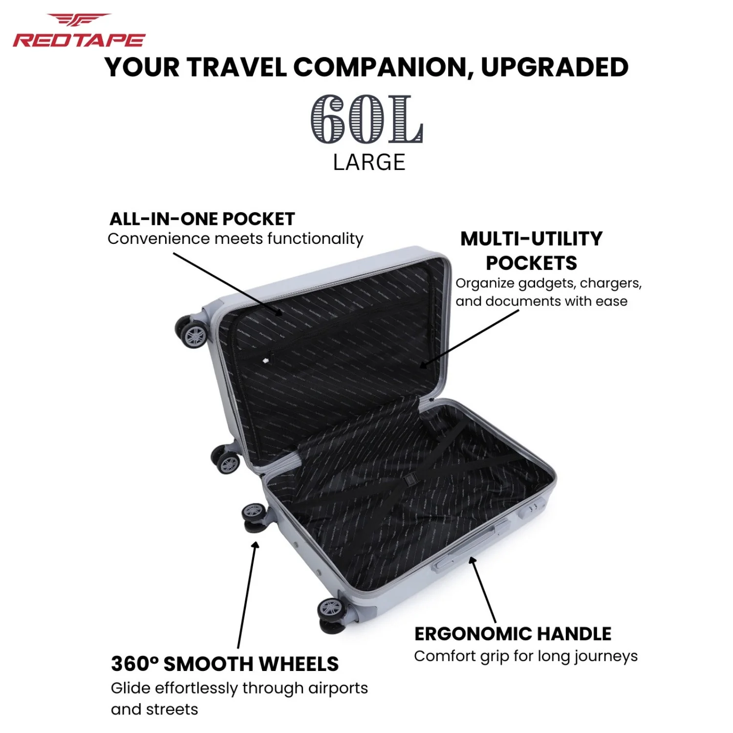 60L Hard Luggage Trolley Bag for Travel - Image 4