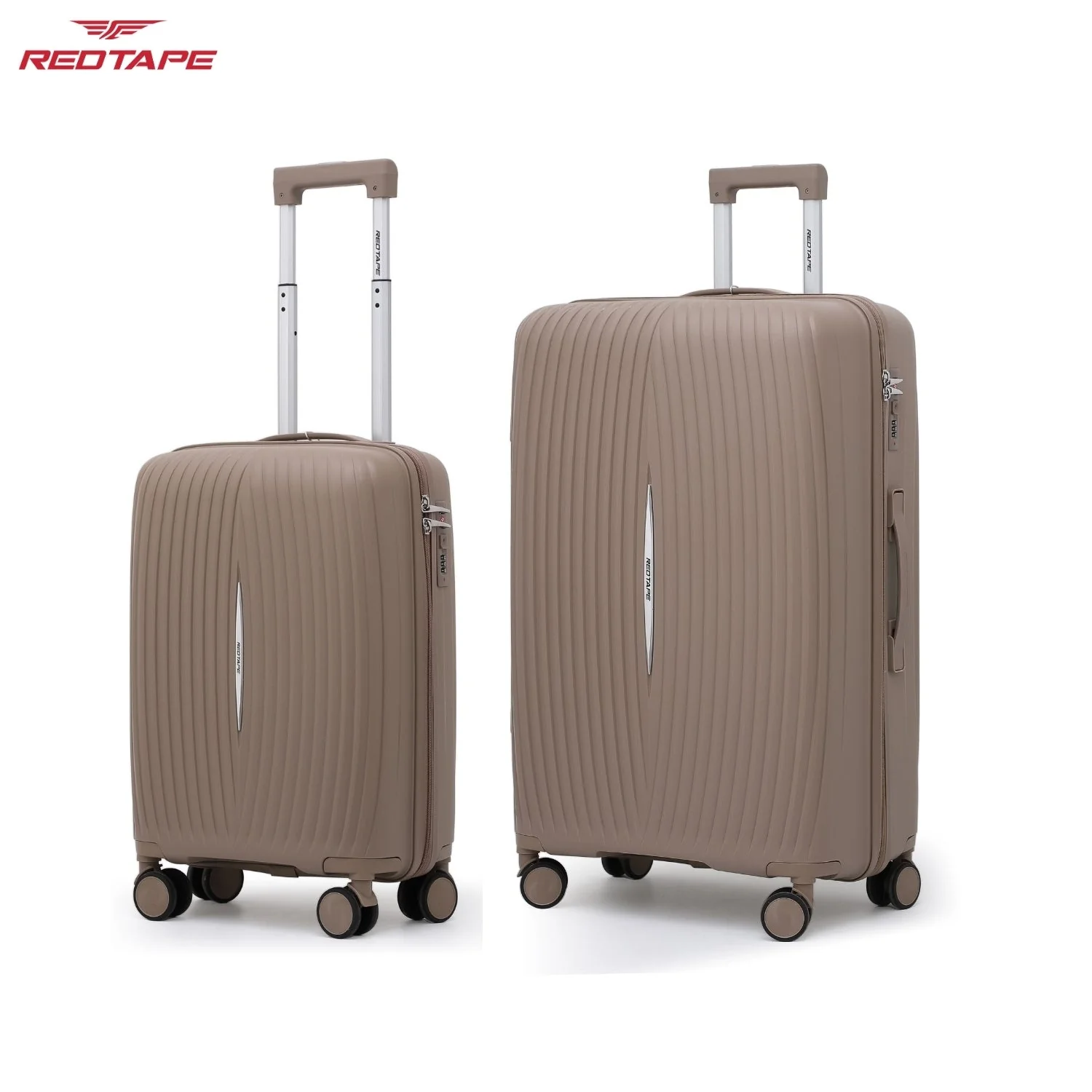 Beige 8 Wheels Trolley Bag Set of 2 (Large + Cabin) - Image 7