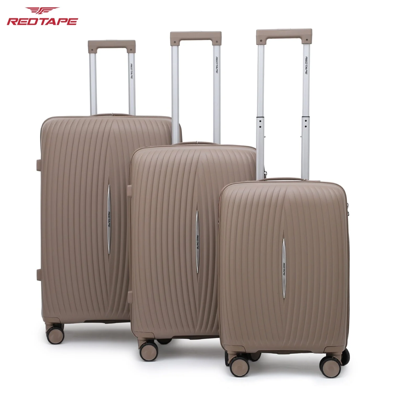 Beige 8 Wheels Trolley Bag Set of 3 (Large + Medium + Cabin) - Image 7