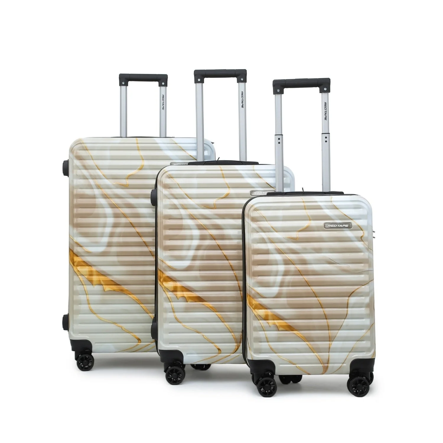 Beige Print 8 Wheels Trolley Bag Set of 3 (Large + Medium + Cabin) - Image 9