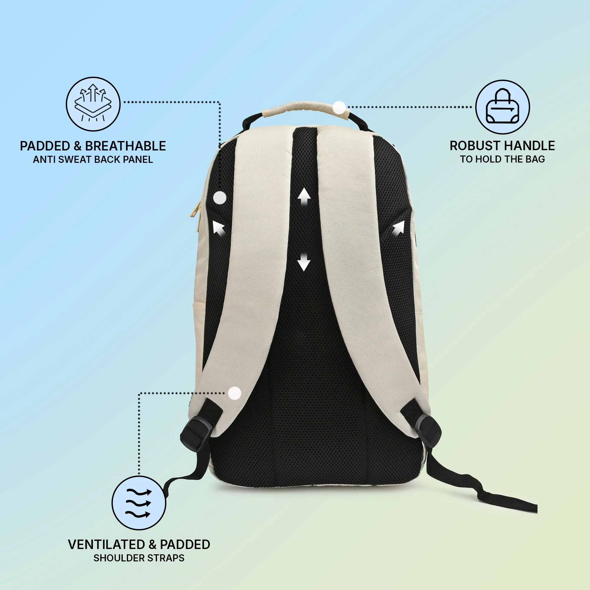 Beige Unisex 23L Polyester Laptop Backpack - Image 3