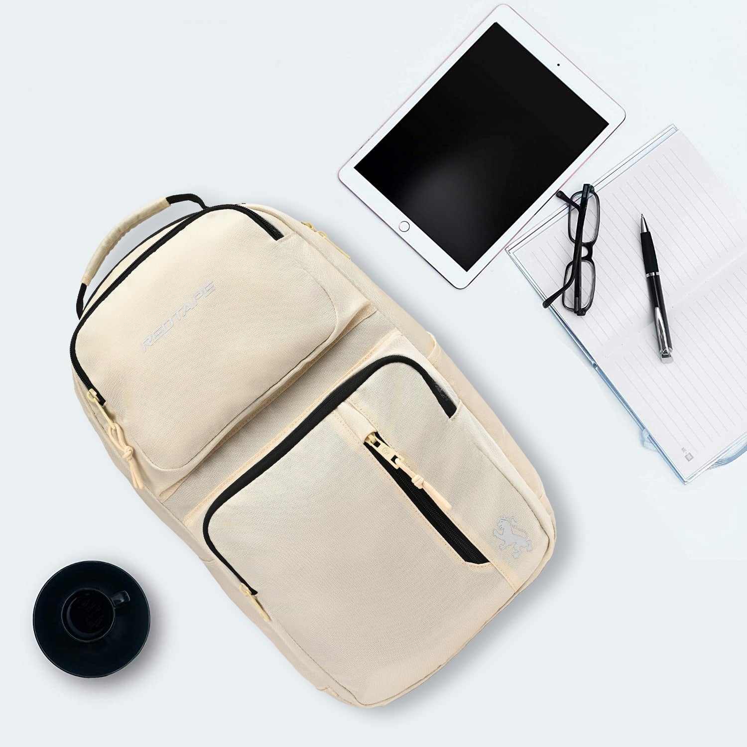 Beige Unisex 23L Polyester Laptop Backpack - Image 7