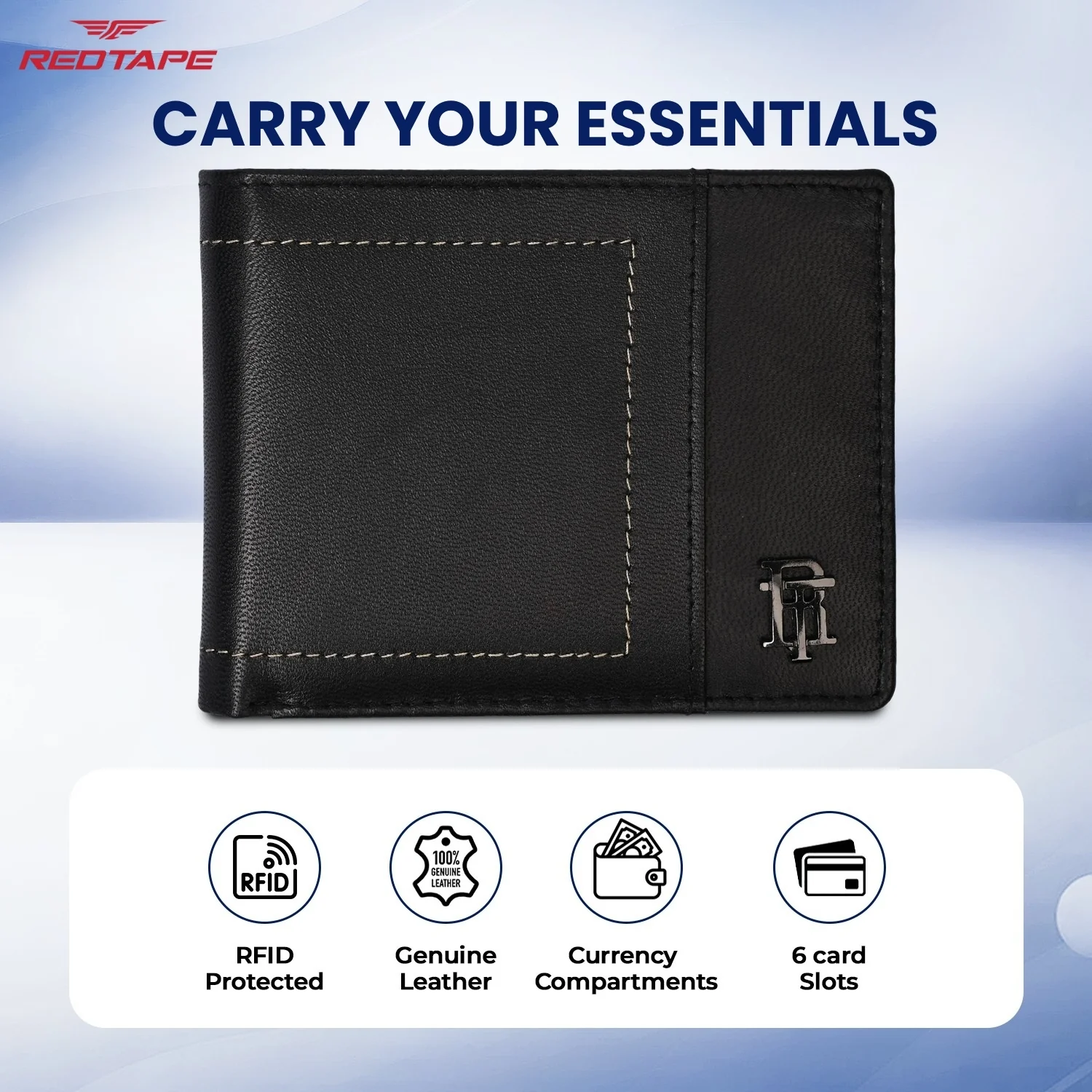 Black Men's Leather Bi-Fold Wallet - Image 4
