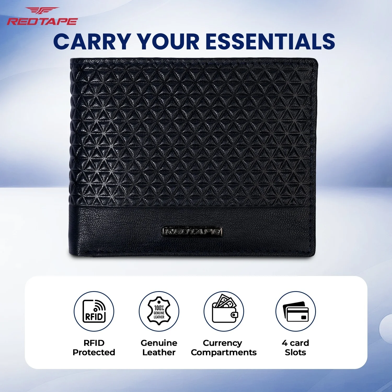 Navy RFID Leather Wallet for Men - Image 4