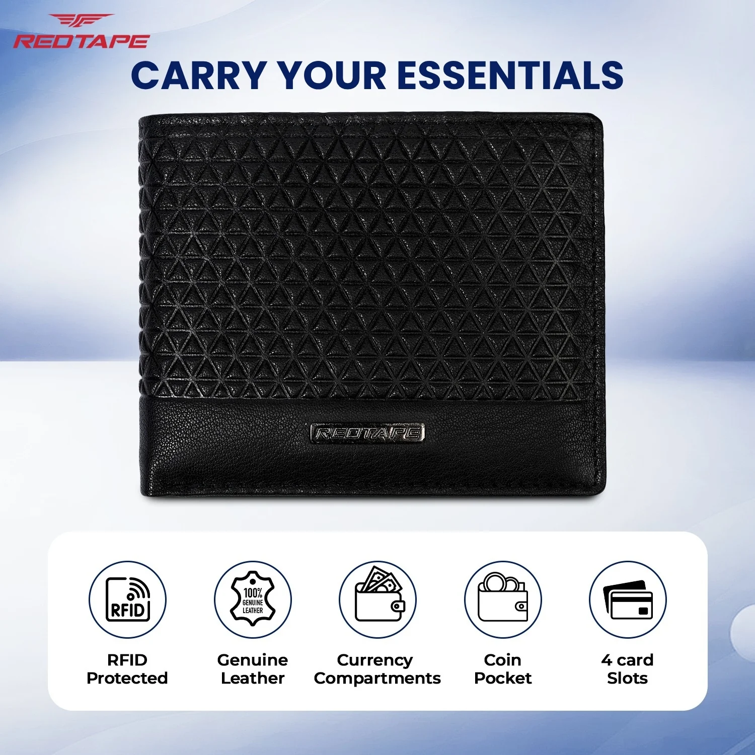 Black RFID Leather Wallet for Men - Image 4
