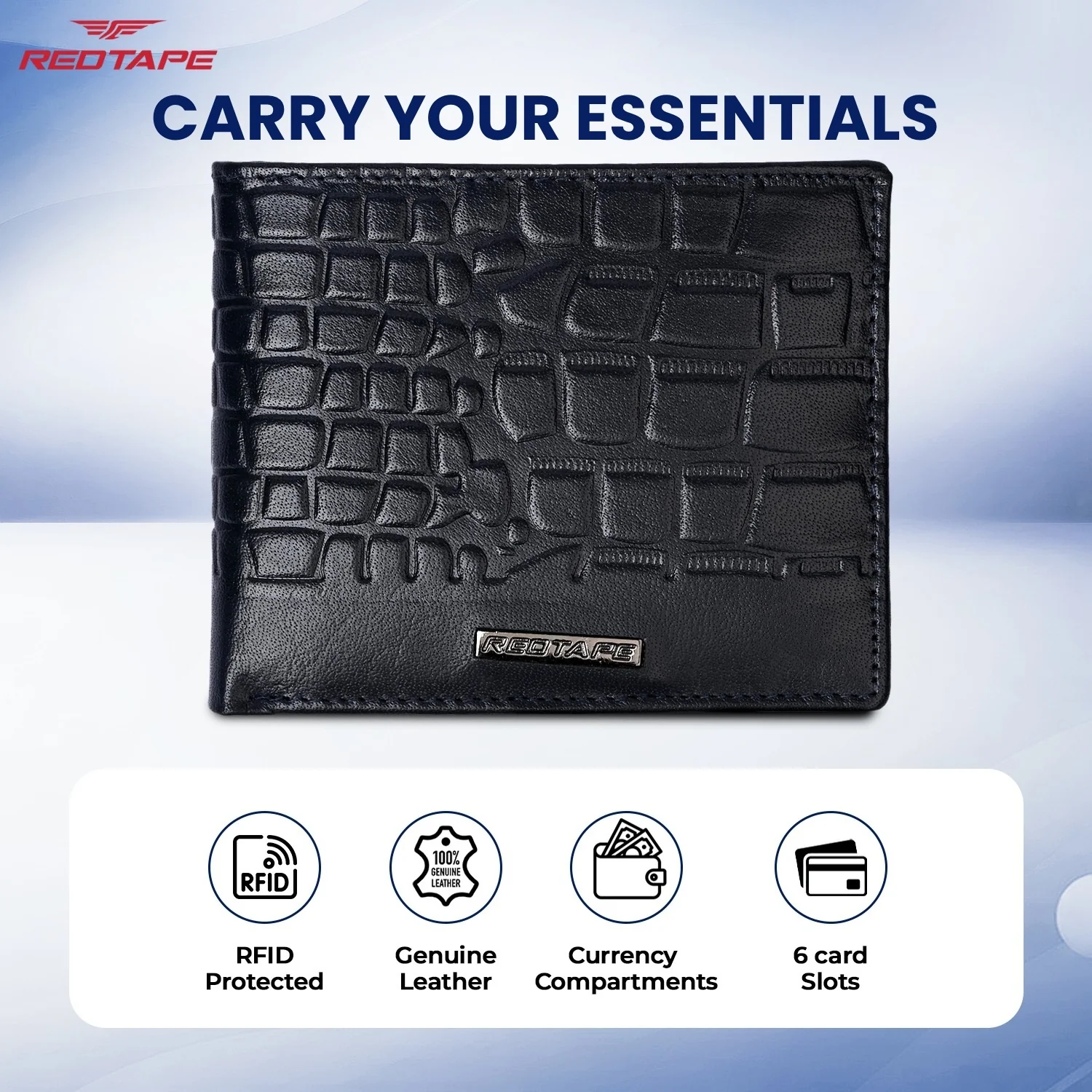 Navy Bi-Fold Leather Wallet for Men - Image 4