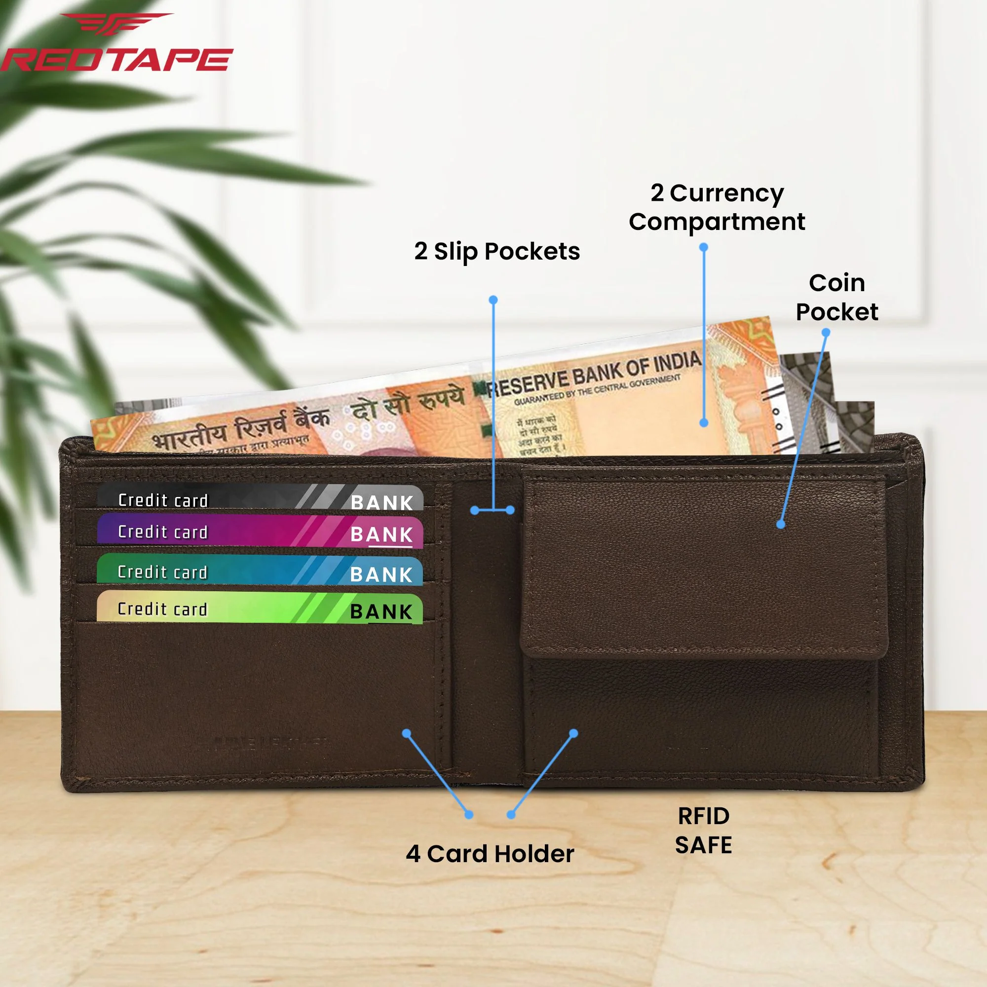 Brown Men's RFID Blocking Leather Wallet - Image 4