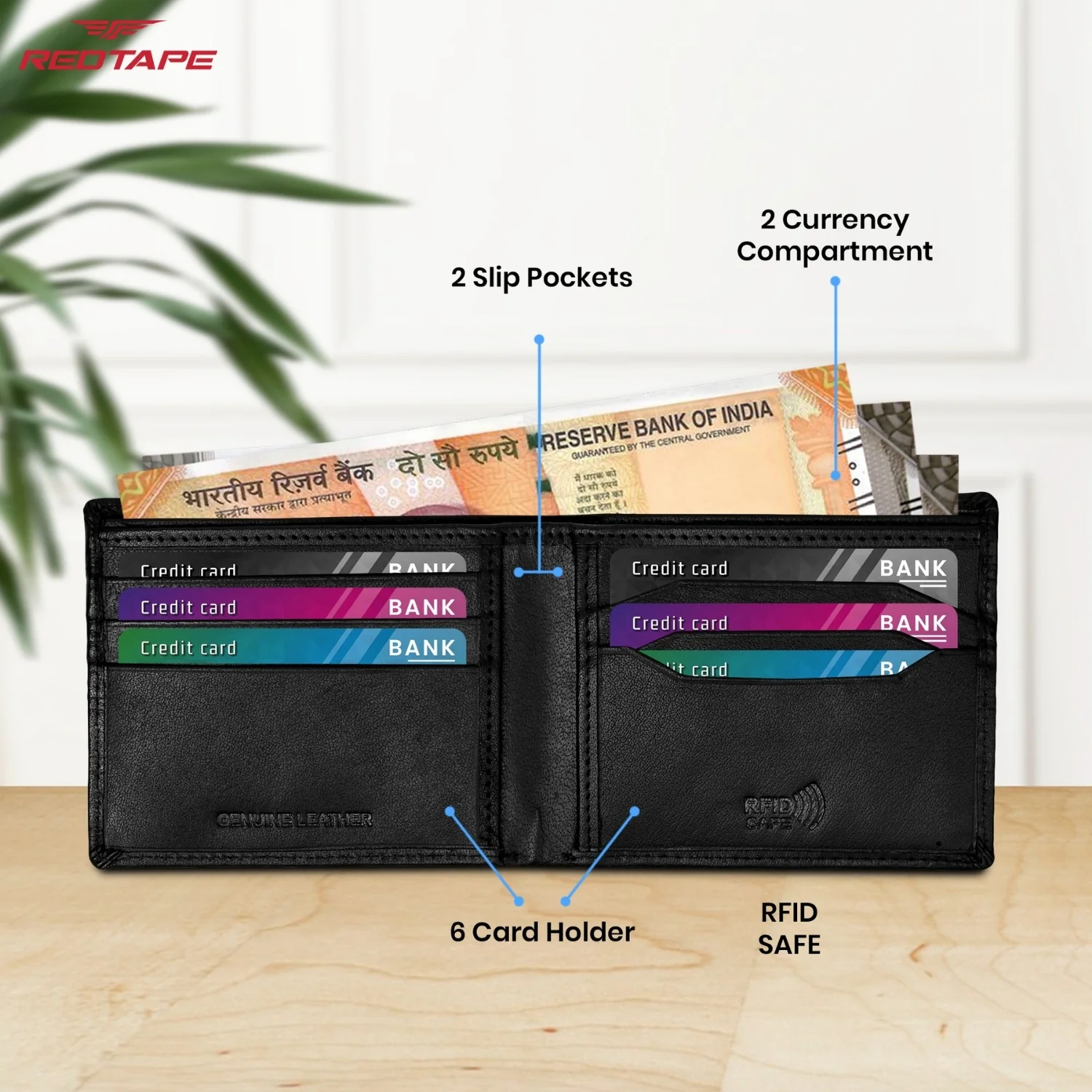 Black Men's Genuine Leather Bi-Fold Wallet - Image 5