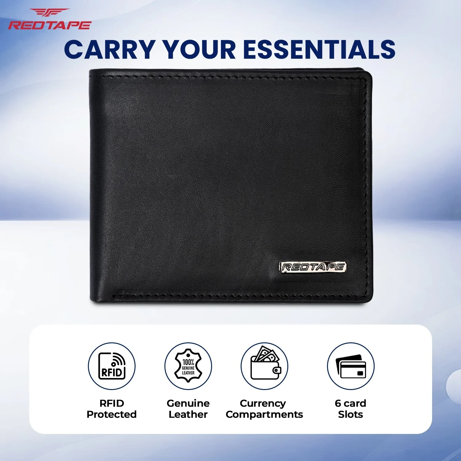 Black Men's Genuine Leather Bi-Fold Wallet - Image 4