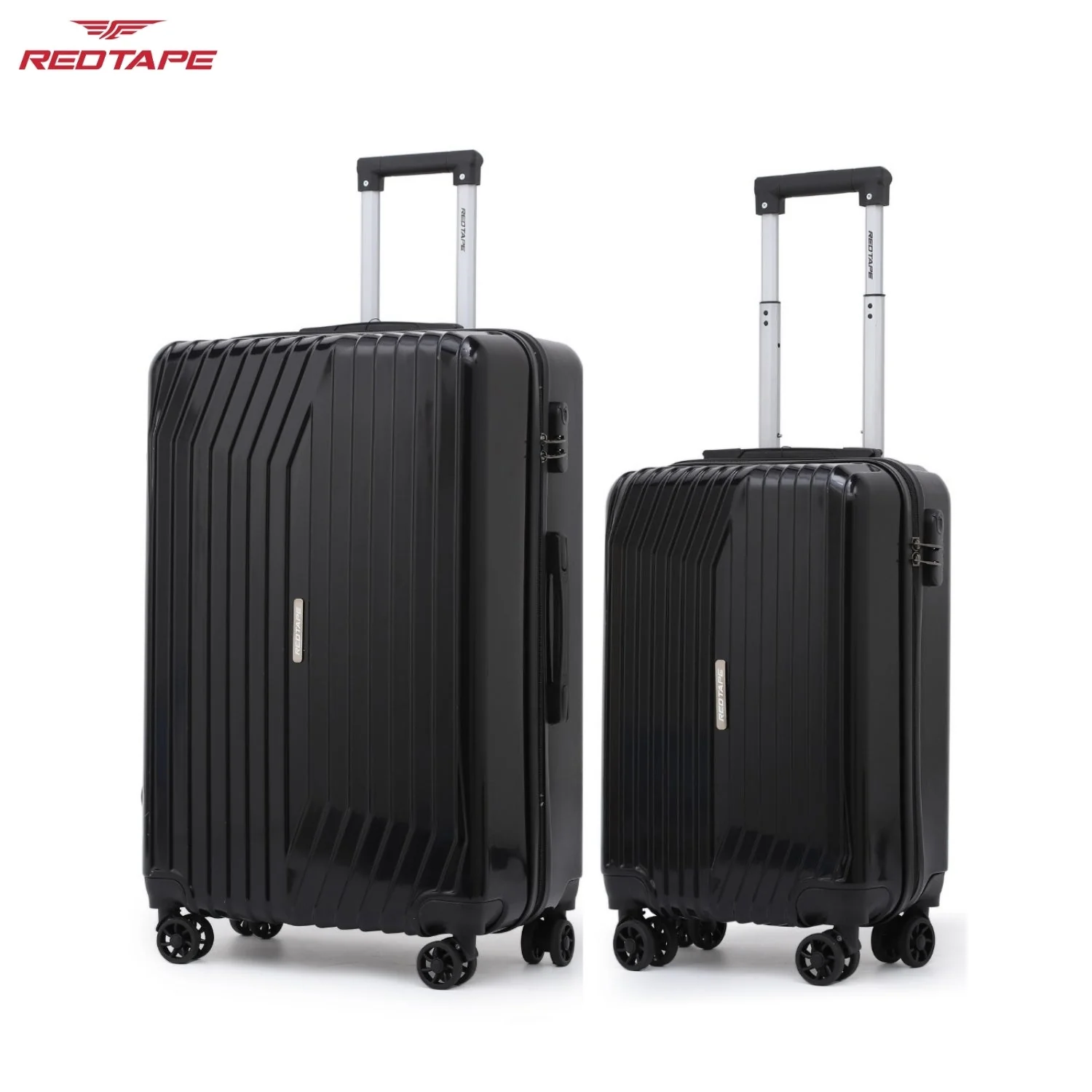 Black 8 Wheels Trolley Bag Set of 2 (Large + Cabin) - Image 2