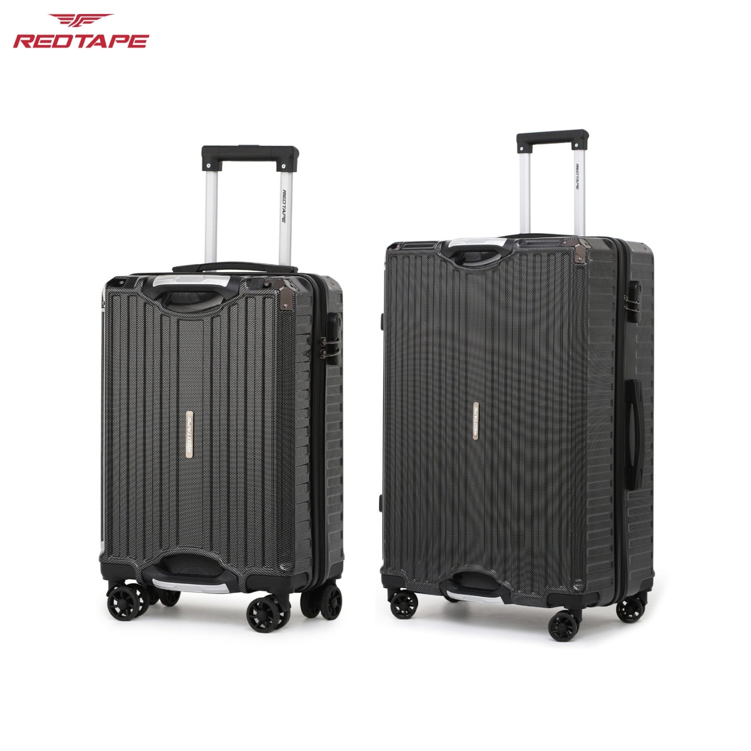 Black 8 Wheels Trolley Bag Set of 2 (Large + Medium) - Image 2