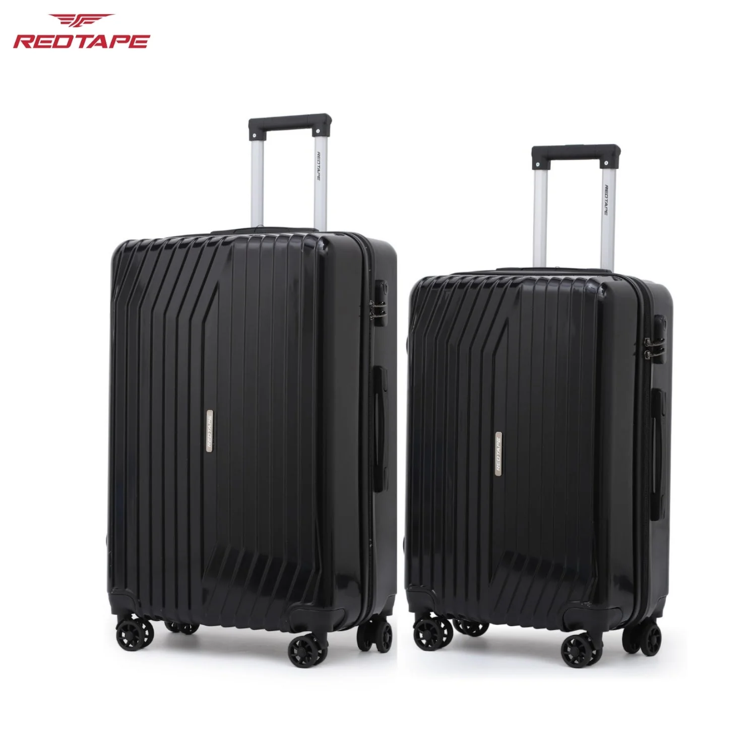 Black 8 Wheels Trolley Bag Set of 2 (Large + Medium) - Image 2