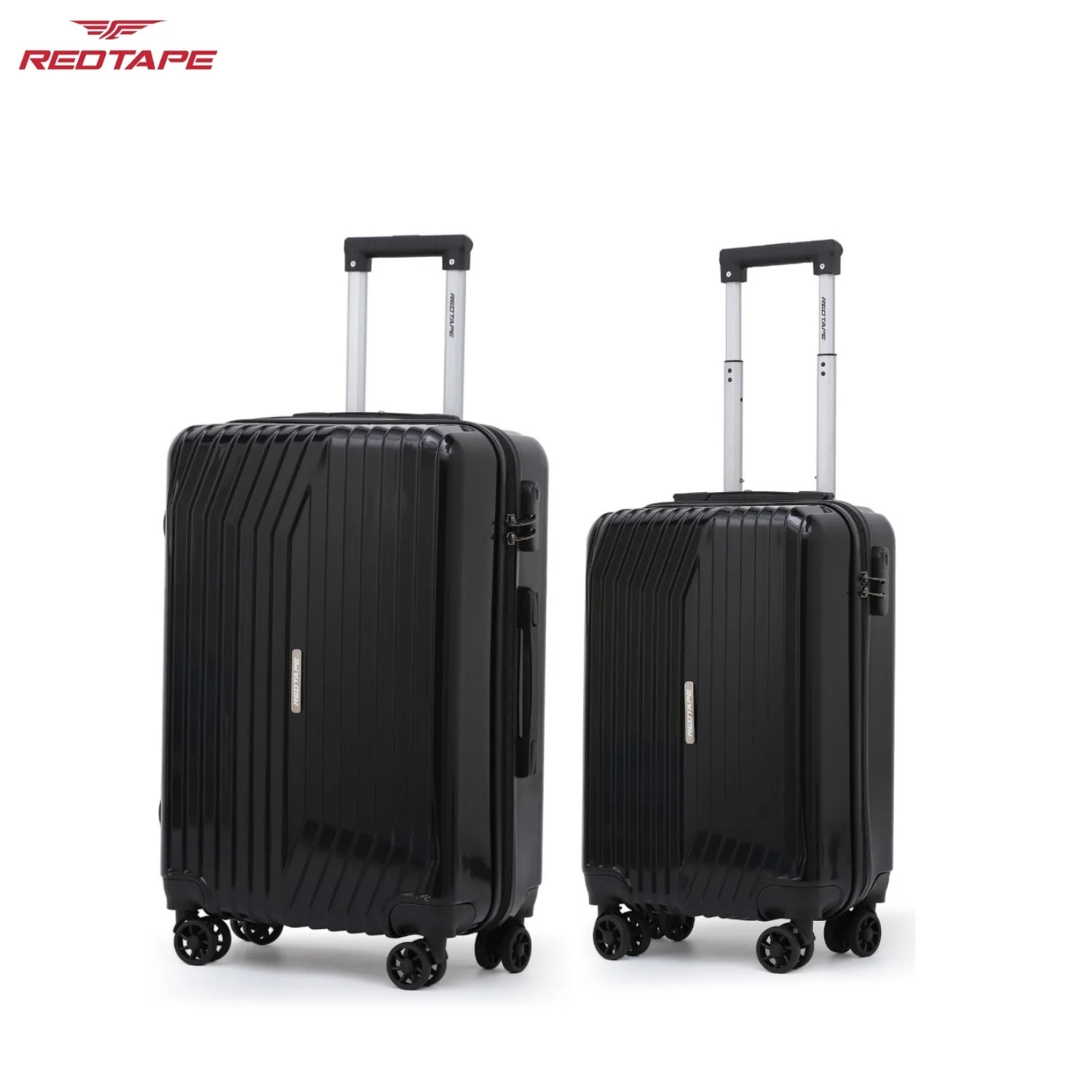 Black 8 Wheels Trolley Bag Set of 2 (Medium + Cabin) - Image 2