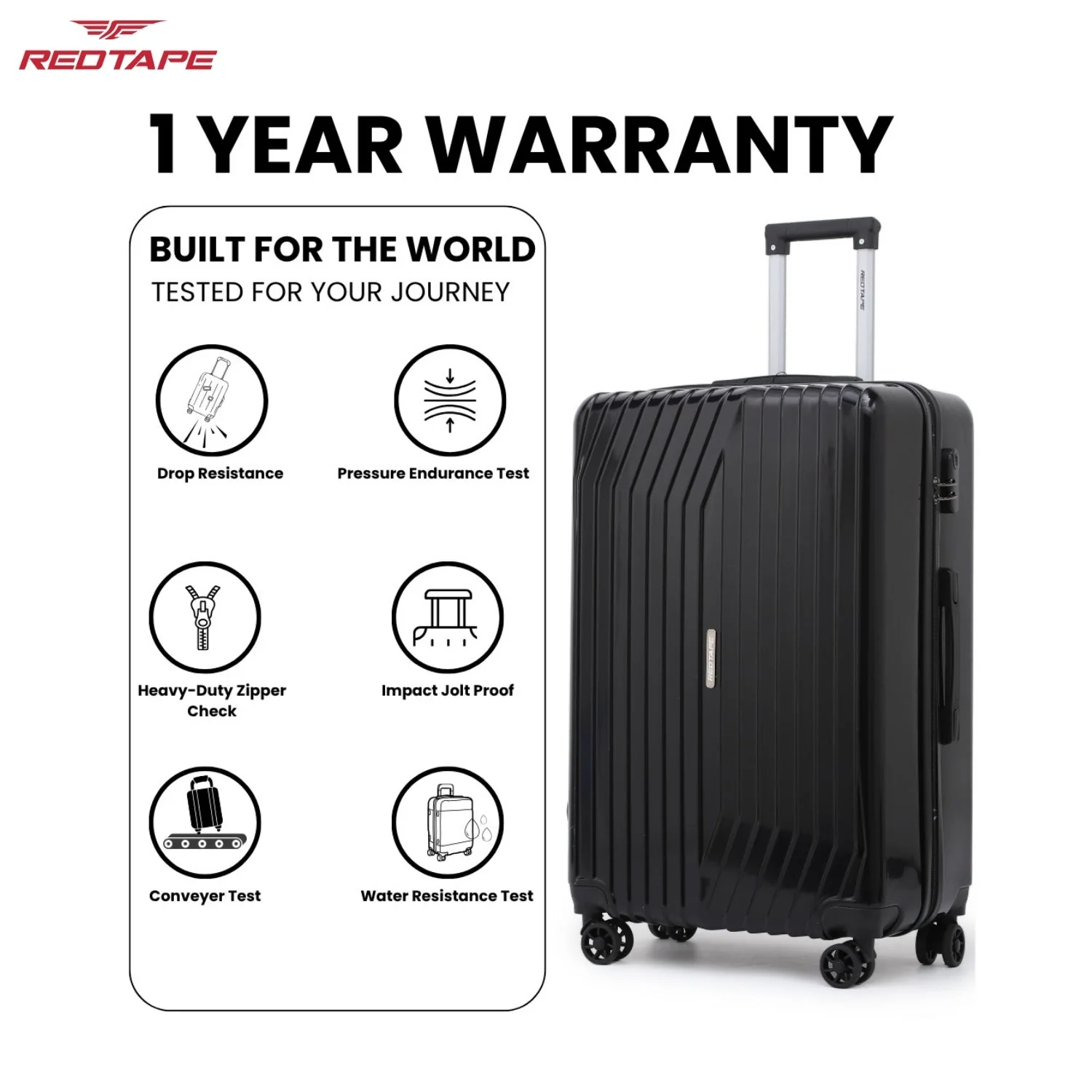 Black 8 Wheels Trolley Bag Set of 2 (Medium + Cabin) - Image 6