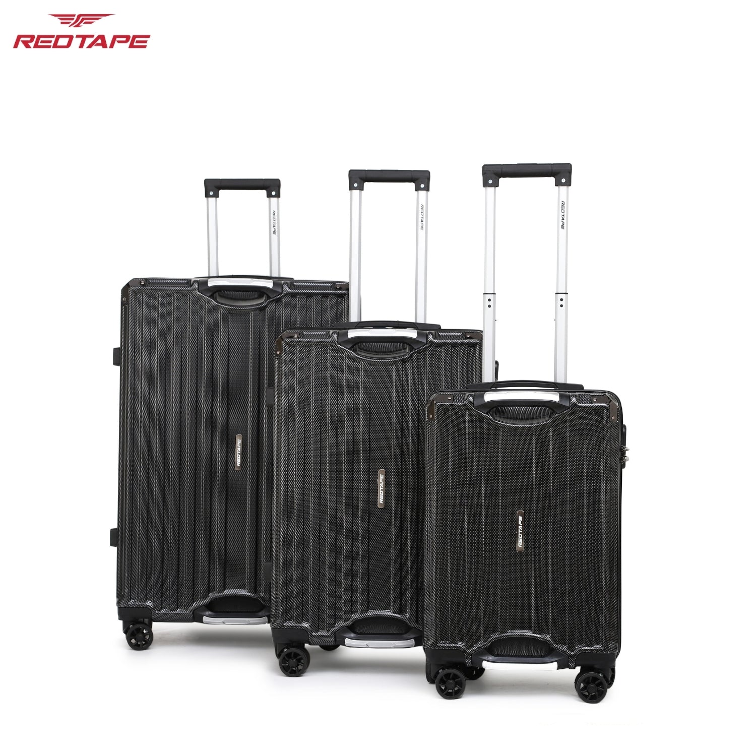 Black 8 Wheels Trolley Bag Set of 3 (Large + Medium + Cabin) - Image 2