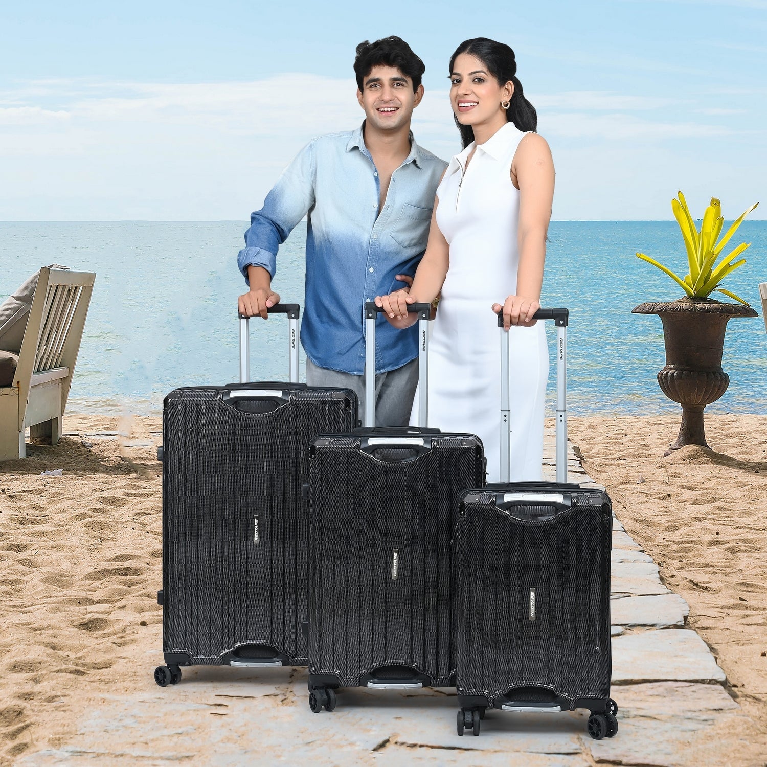 Black 8 Wheels Trolley Bag Set of 3 (Large + Medium + Cabin) - Image 8