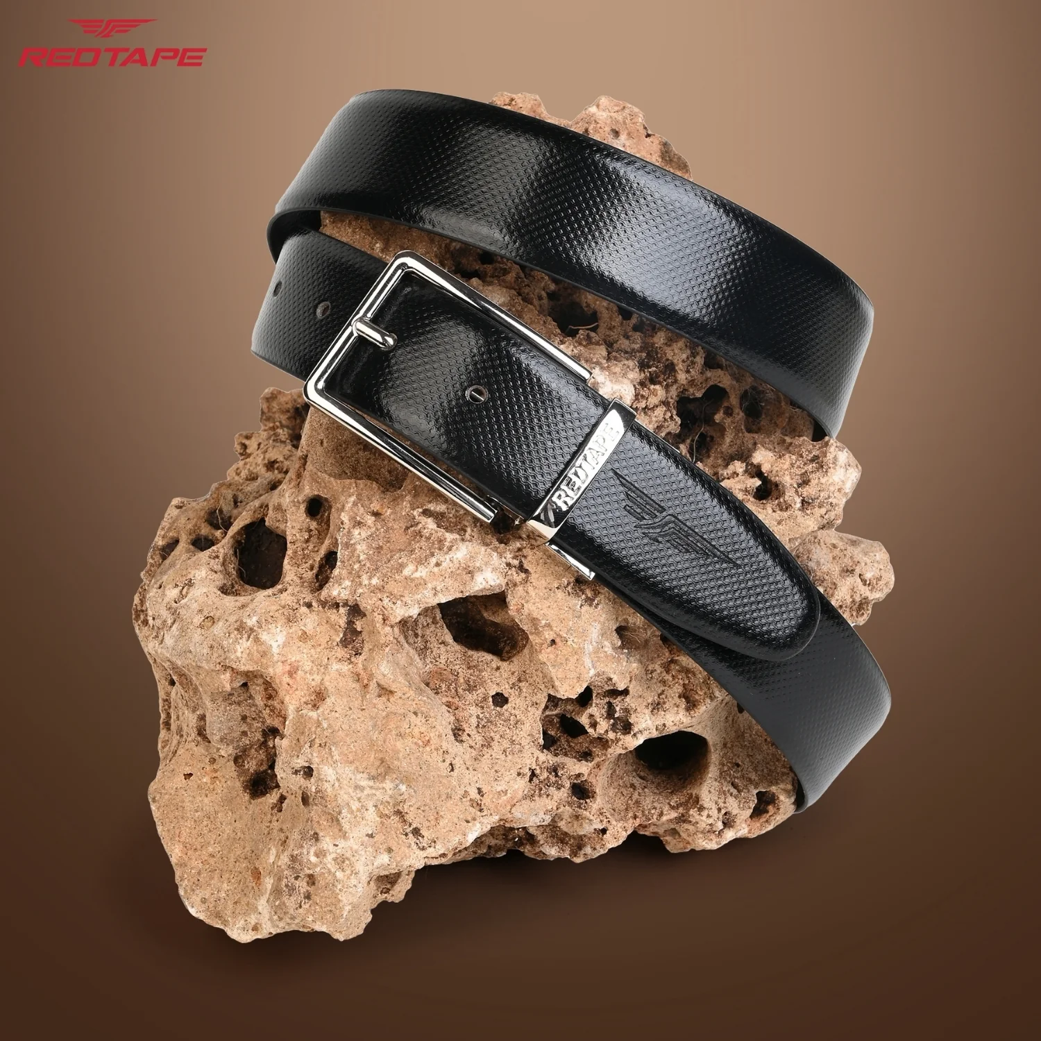 Black & Brown Formal Leather Belt for Men - Image 3