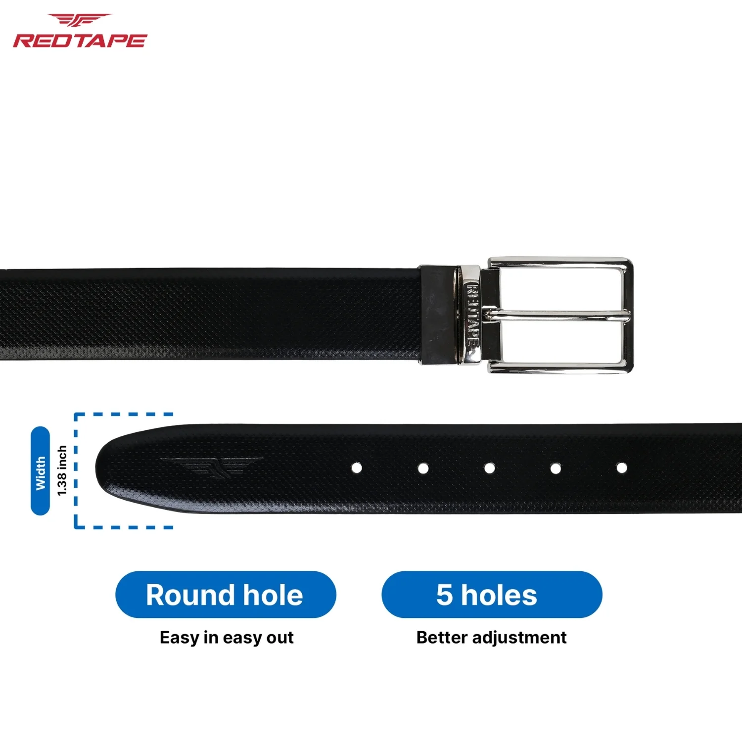 Black & Brown Formal Leather Belt for Men - Image 5