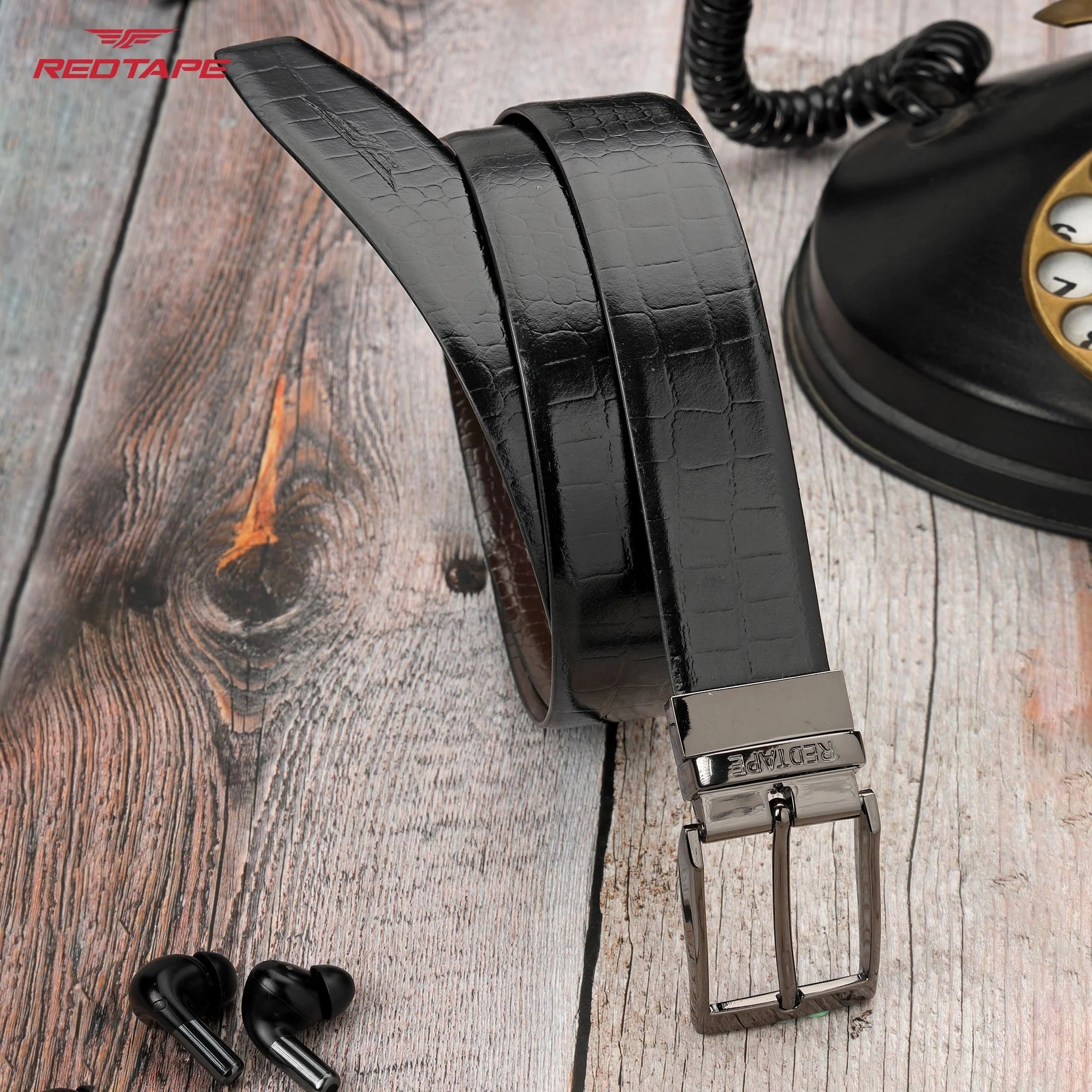 Black & Brown Genuine Leather Belt for Men - Image 2