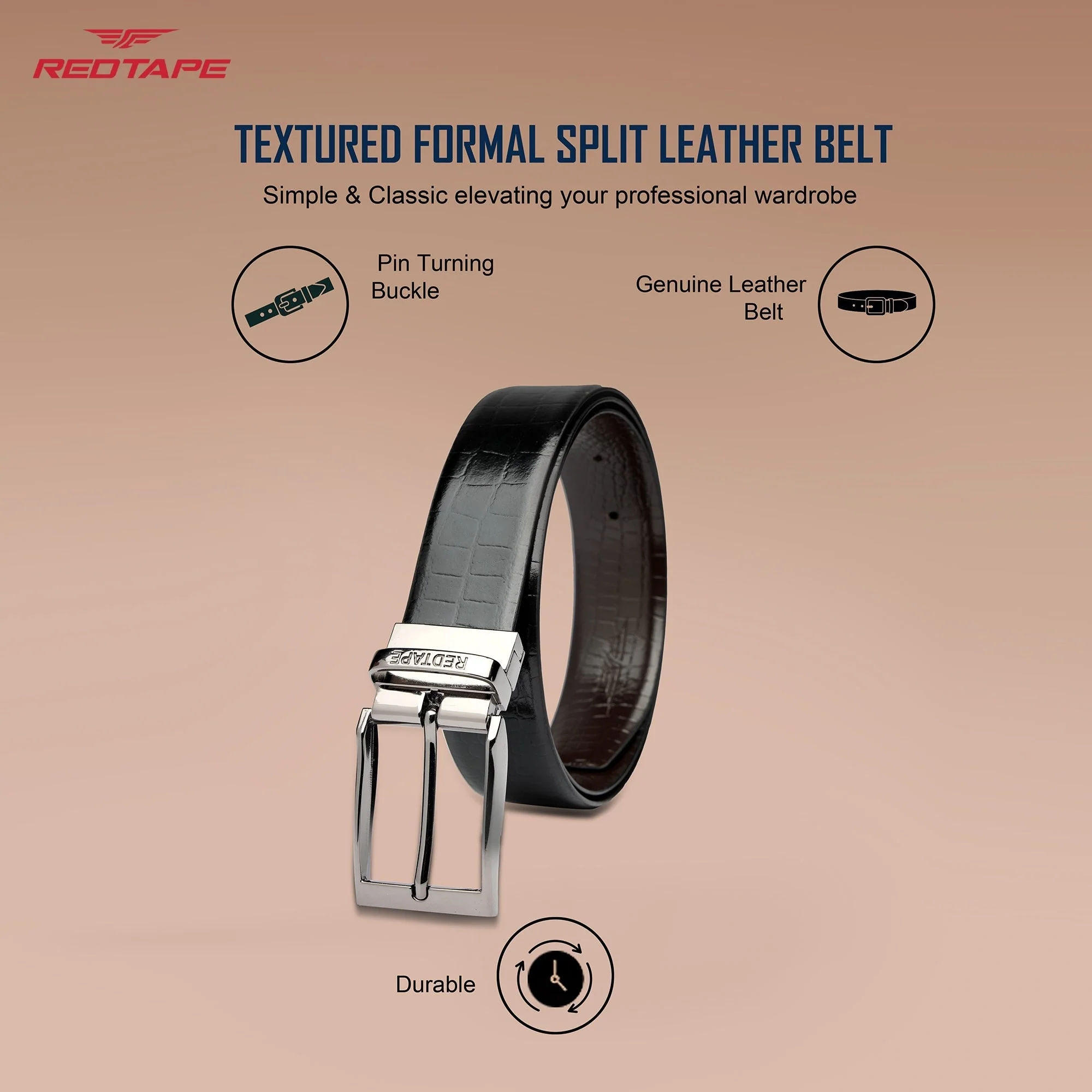 Black & Brown Genuine Leather Belt for Men - Image 3