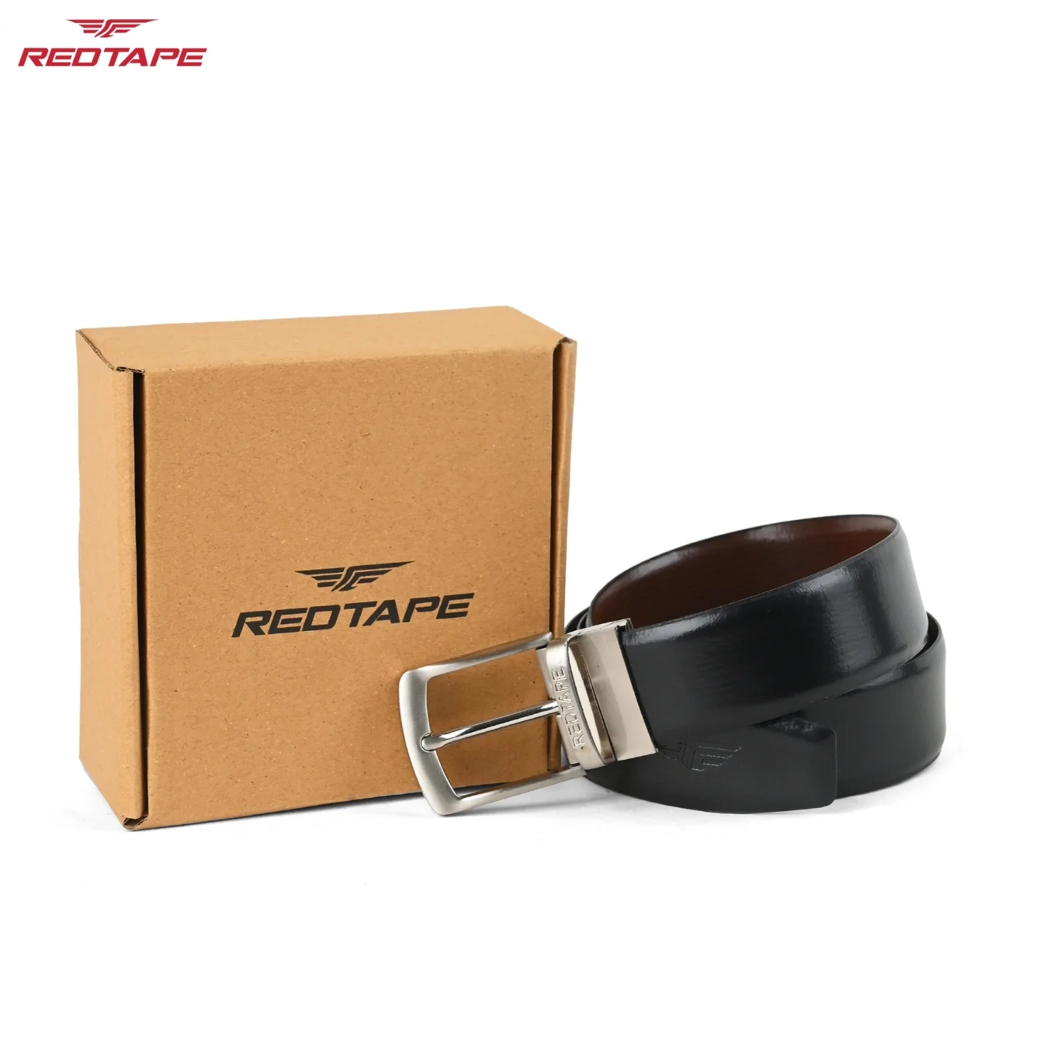 Black Brown Reversible Leather Belt for Men - Image 2