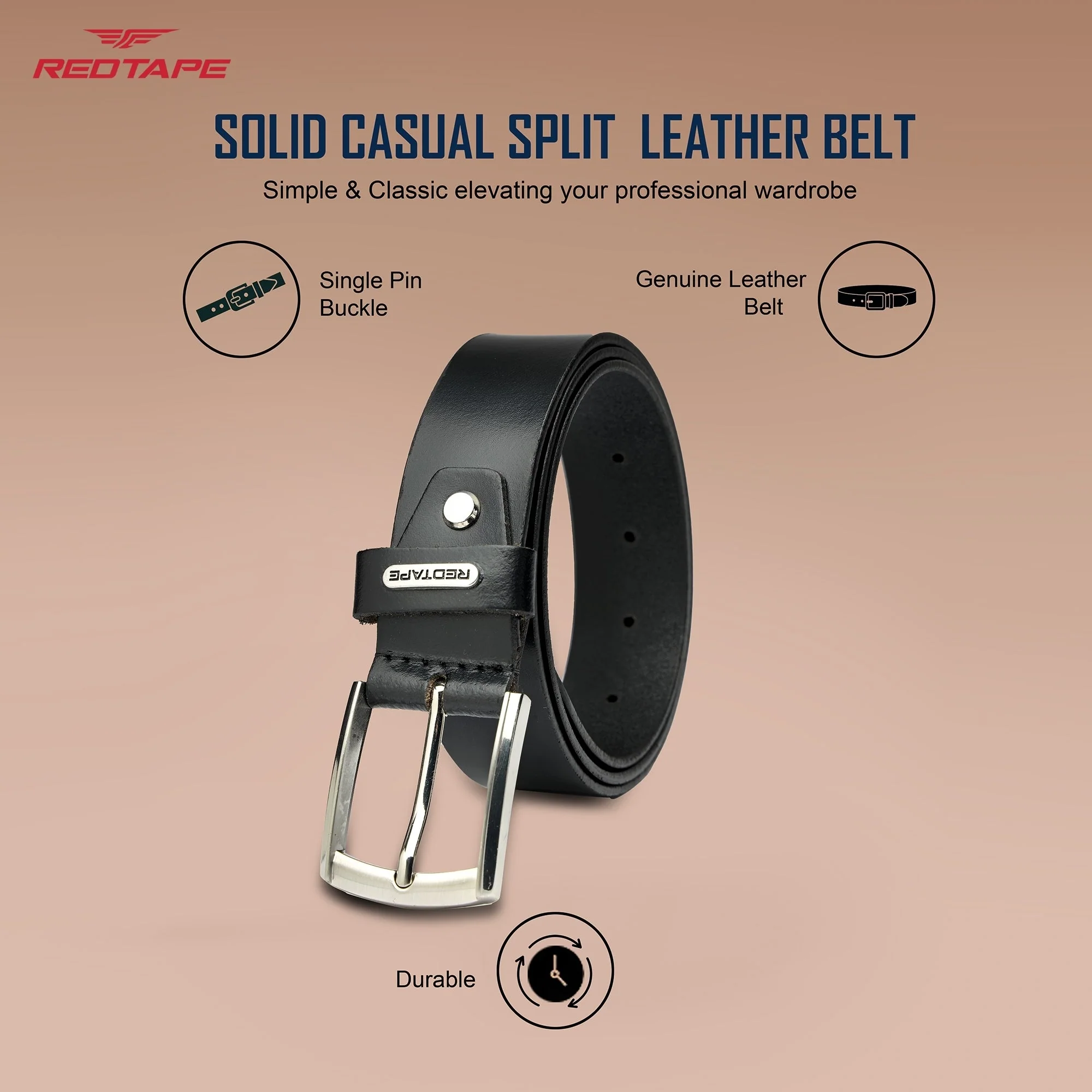 Black Genuine Leather Belt for Men - Image 3